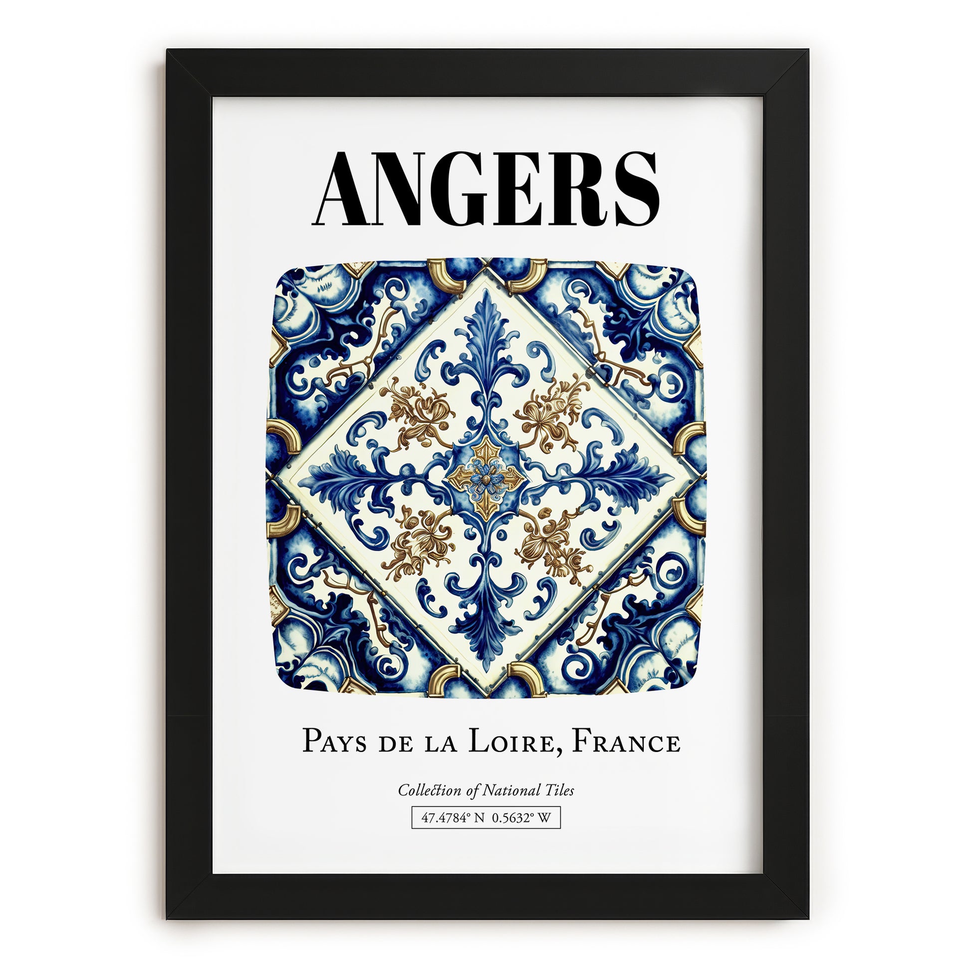 Angers, France – Travel Wall Decor, in sleek black frame