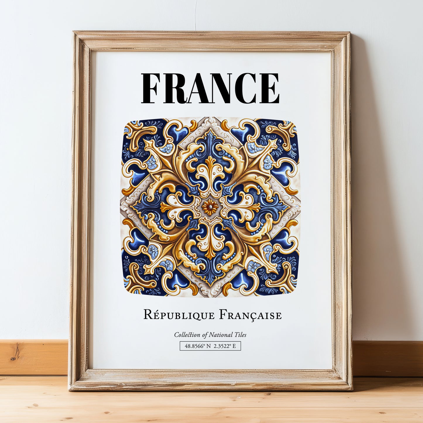 France, République Française – Wanderlust Wall Decor, in wooden frame leaning on the floor
