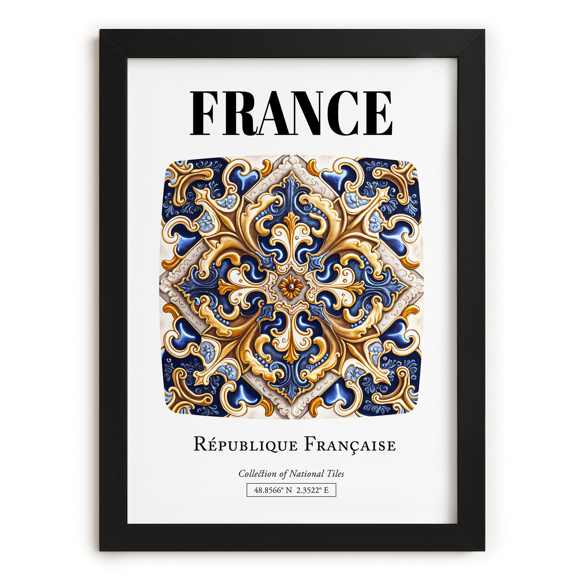France, République Française – Wanderlust Wall Decor, in sleek black frame