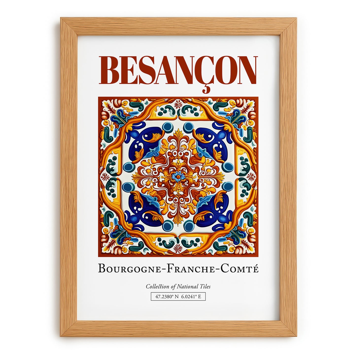 Besançon, France – World Heritage Travel Poster, set in oak frame