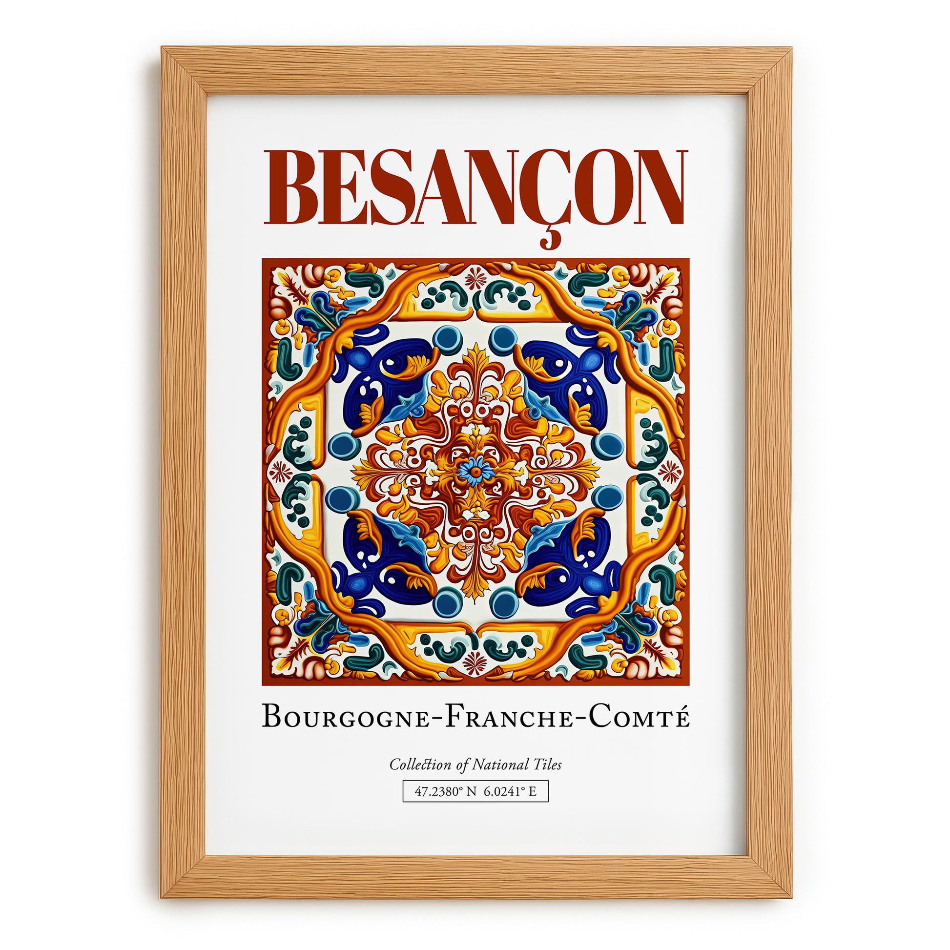 Besançon, France – World Heritage Travel Poster, set in oak frame