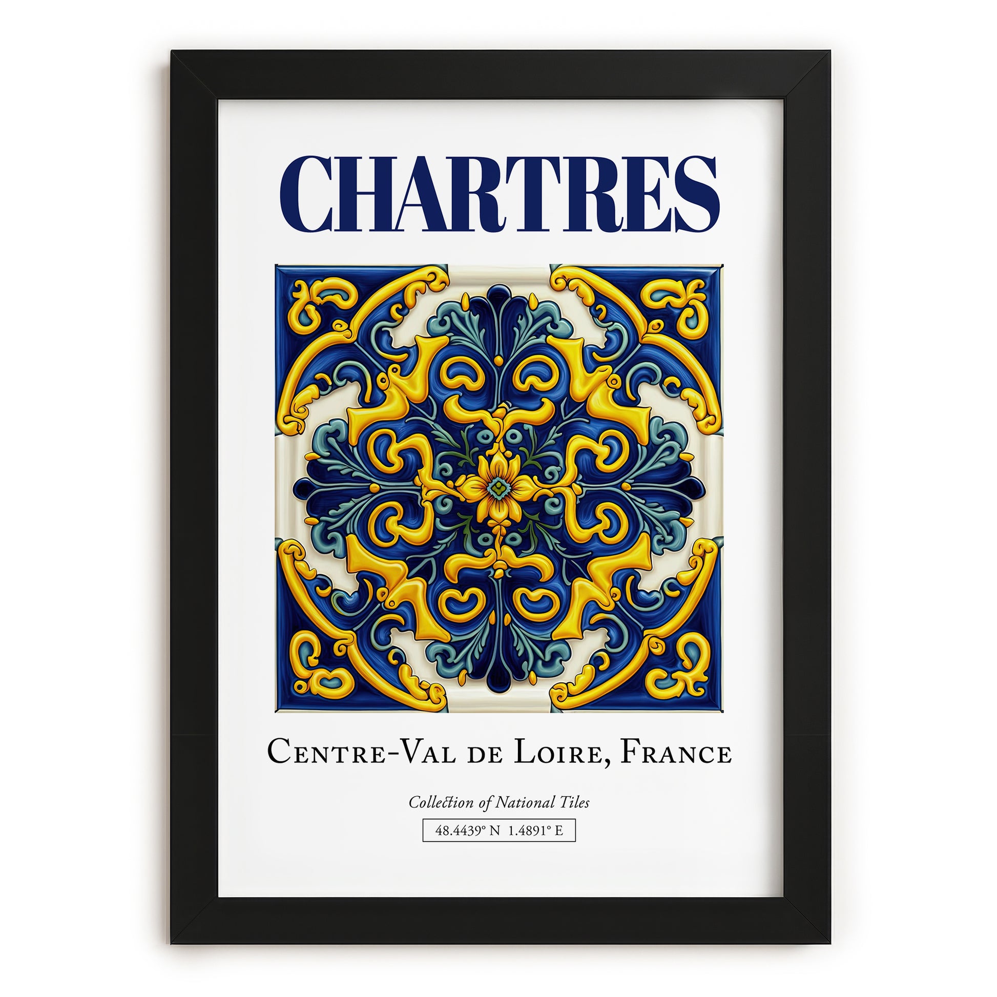 Chartres, France – Travel Poster, in sleek black frame