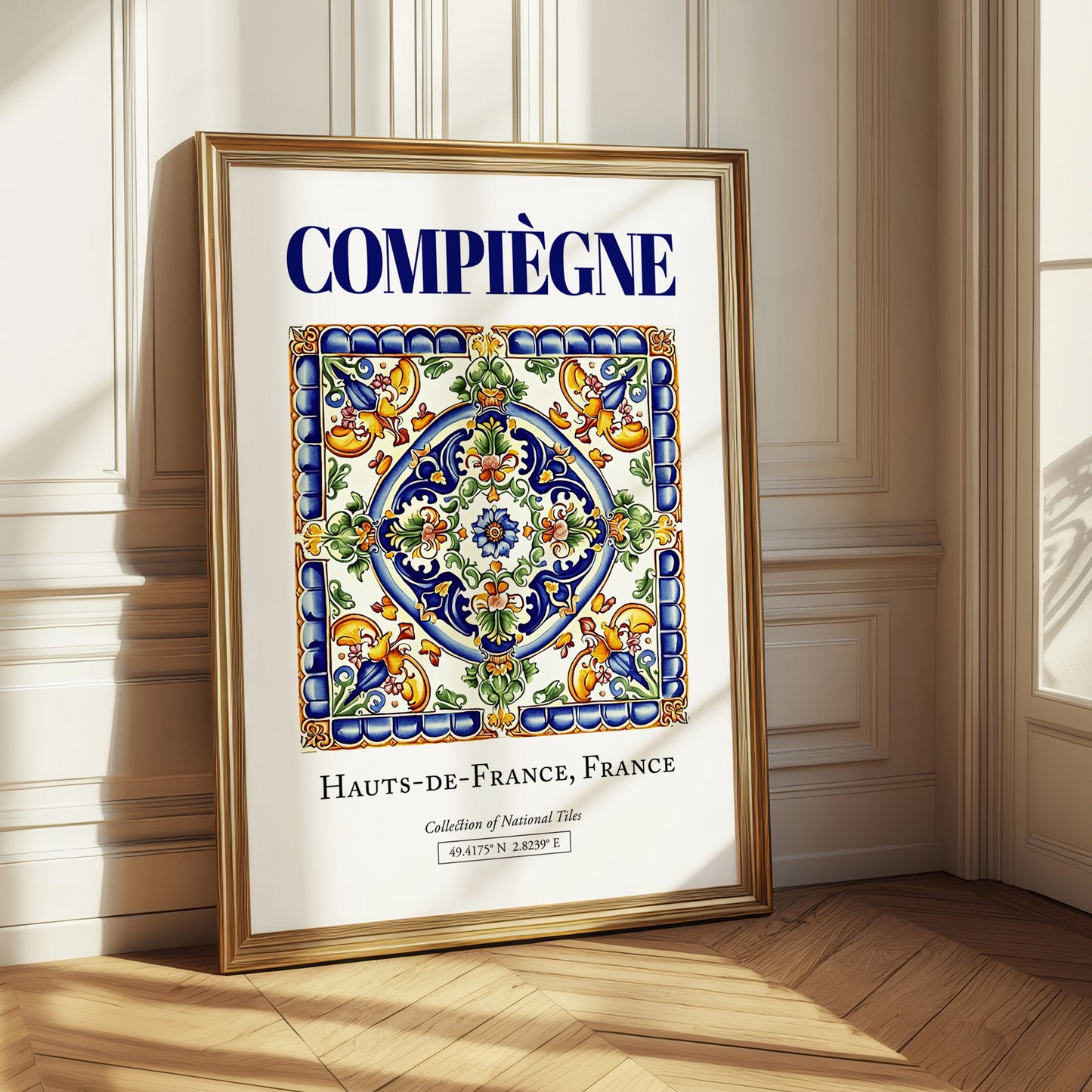 Compiègne, France – Vintage Travel Poster, styled in a charming Paris street view