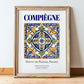 Compiègne, France – Vintage Travel Poster, in wooden frame leaning on the floor