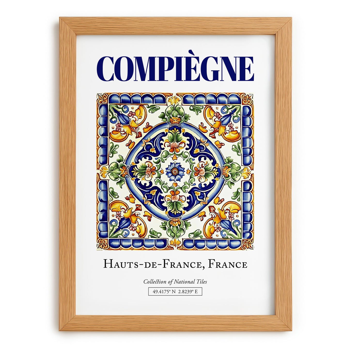 Compiègne, France – Vintage Travel Poster, set in oak frame