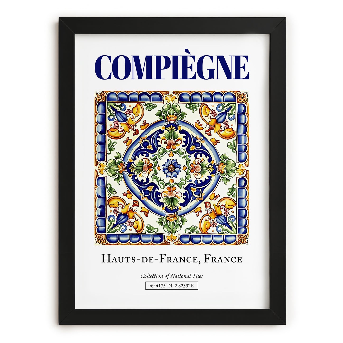 Compiègne, France – Vintage Travel Poster, in sleek black frame