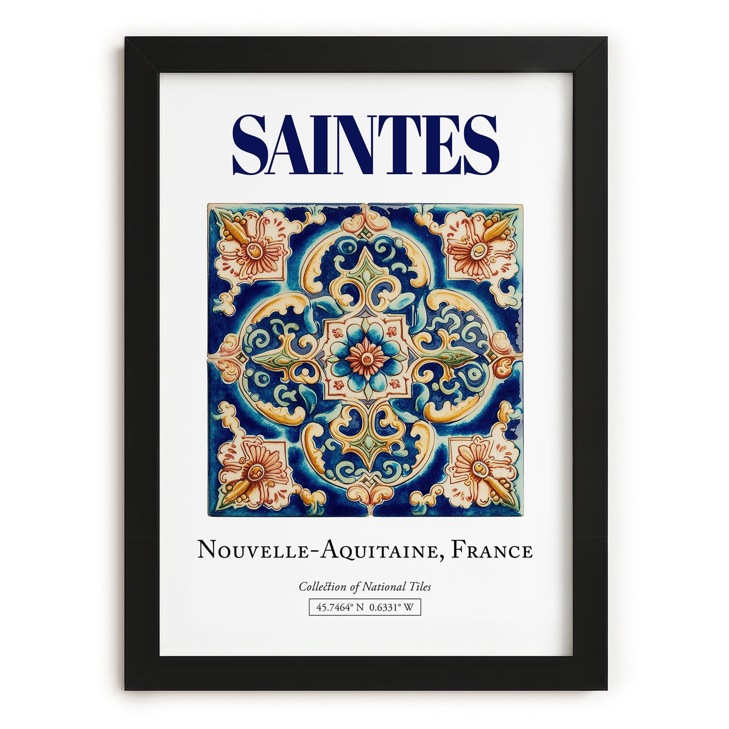 Saintes, France – Travel Poster, in sleek black frame