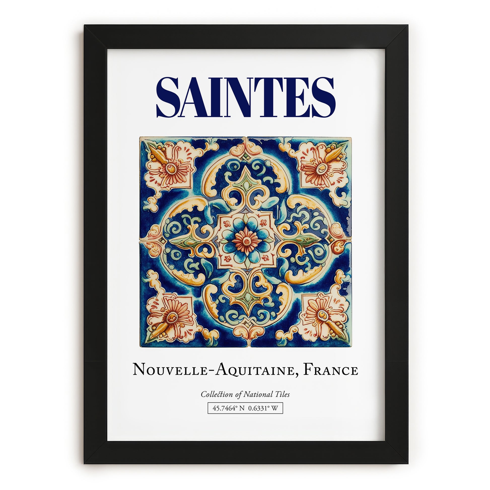 Saintes, France – Travel Poster, in sleek black frame