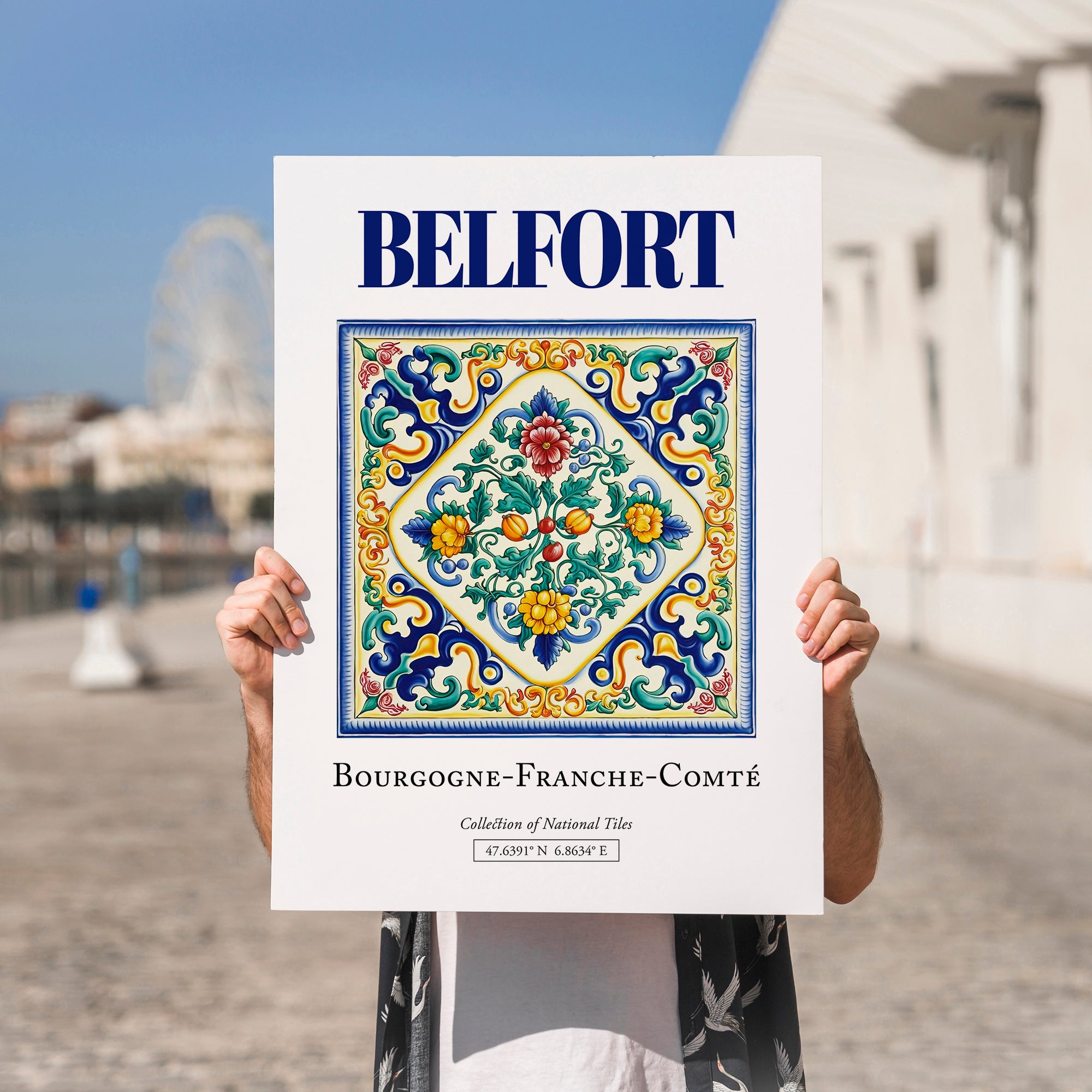 Belfort, France – Travel Poster, no-text version framed in wood