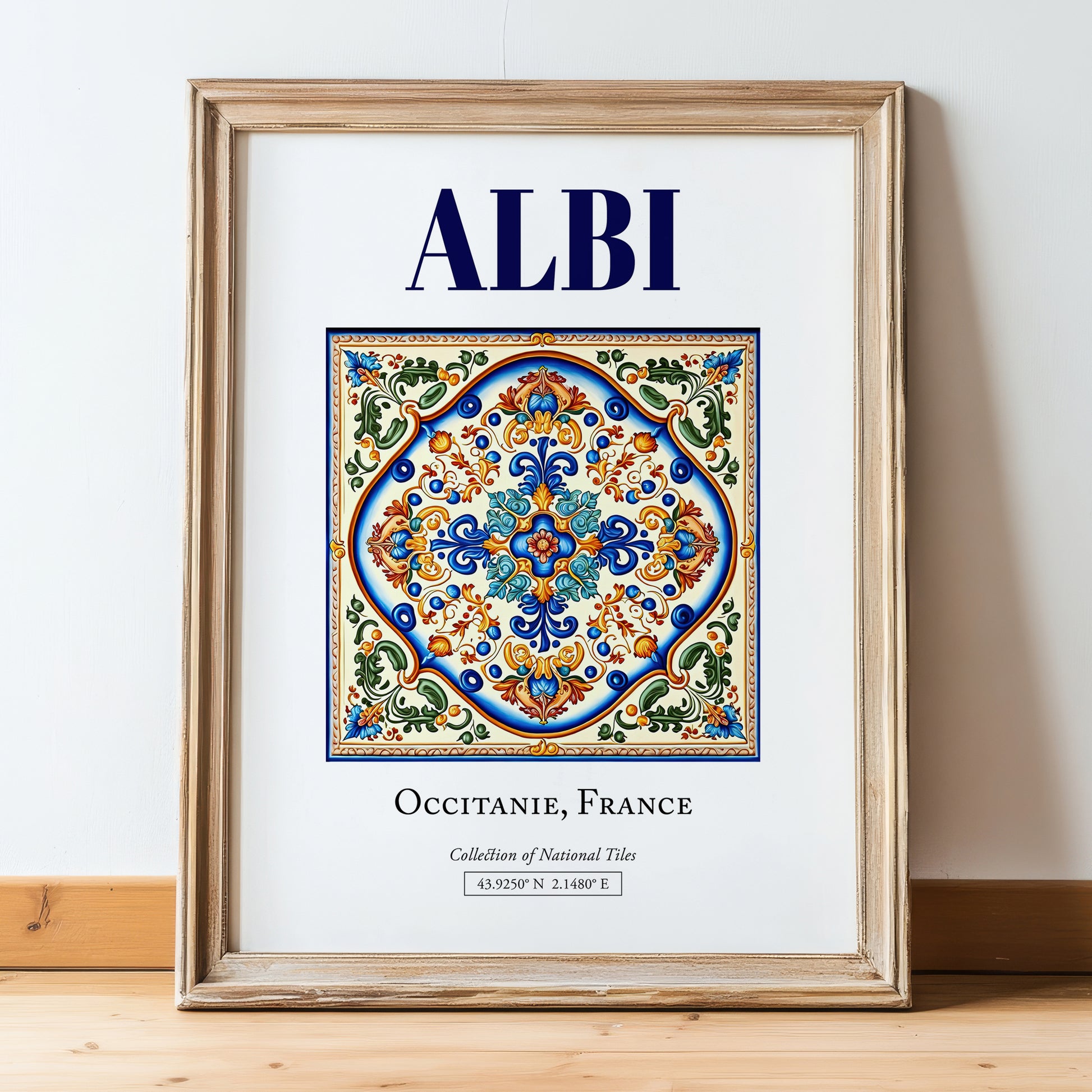 Albi, France – Travel Print, in wooden frame leaning on the floor