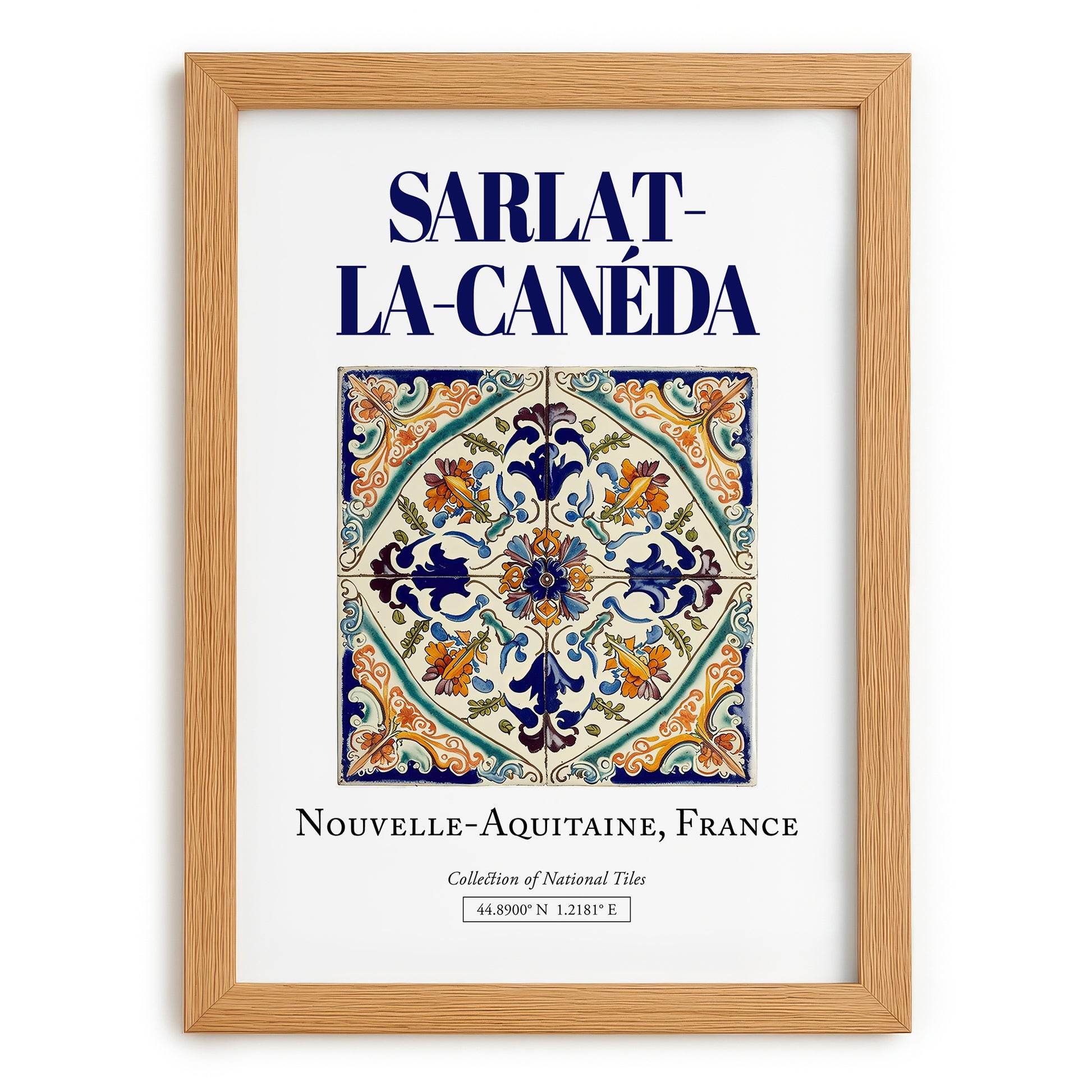 Sarlat-la-Canéda, France – Travel Print, set in oak frame