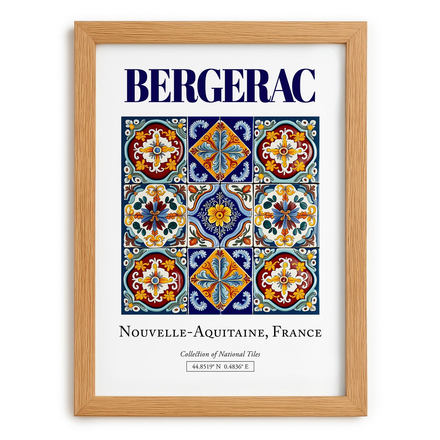 Bergerac, France – Travel Poster, set in oak frame
