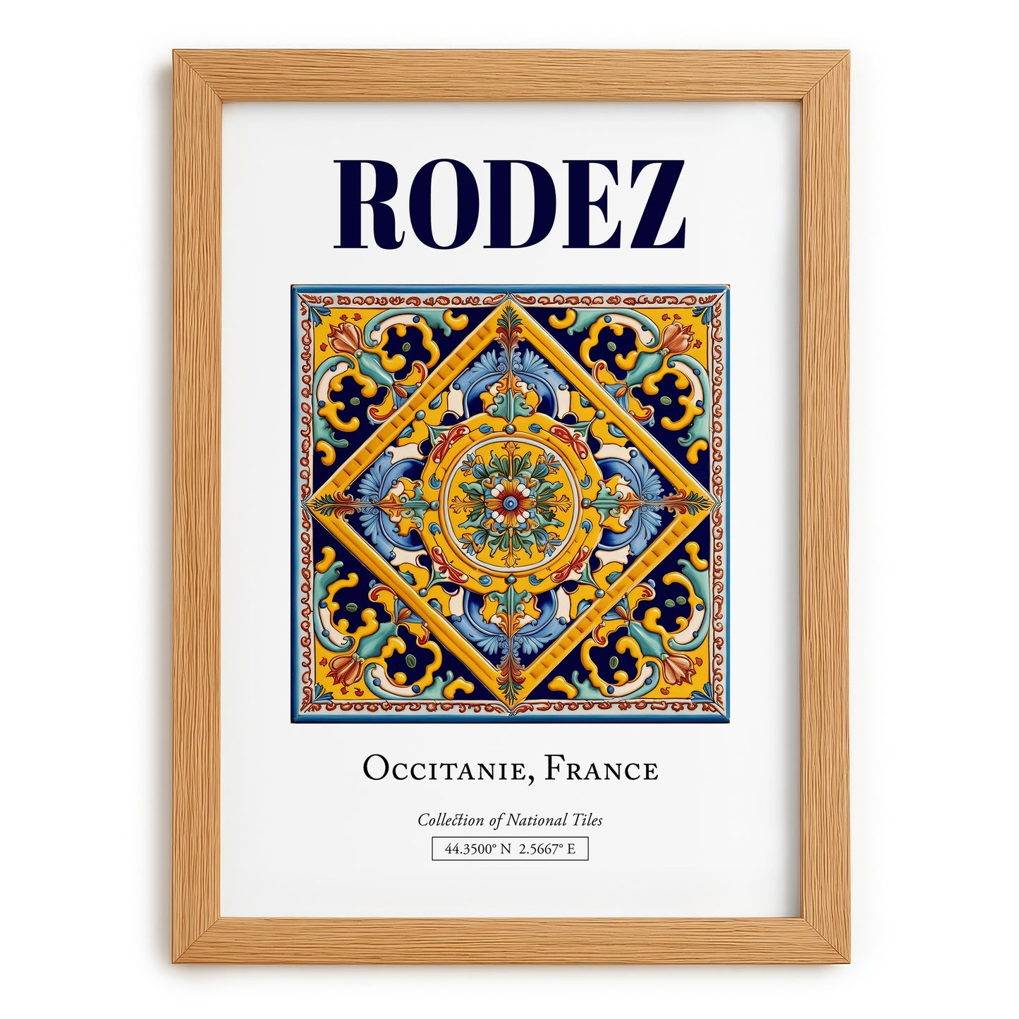 Rodez, France – Travel Print, set in oak frame