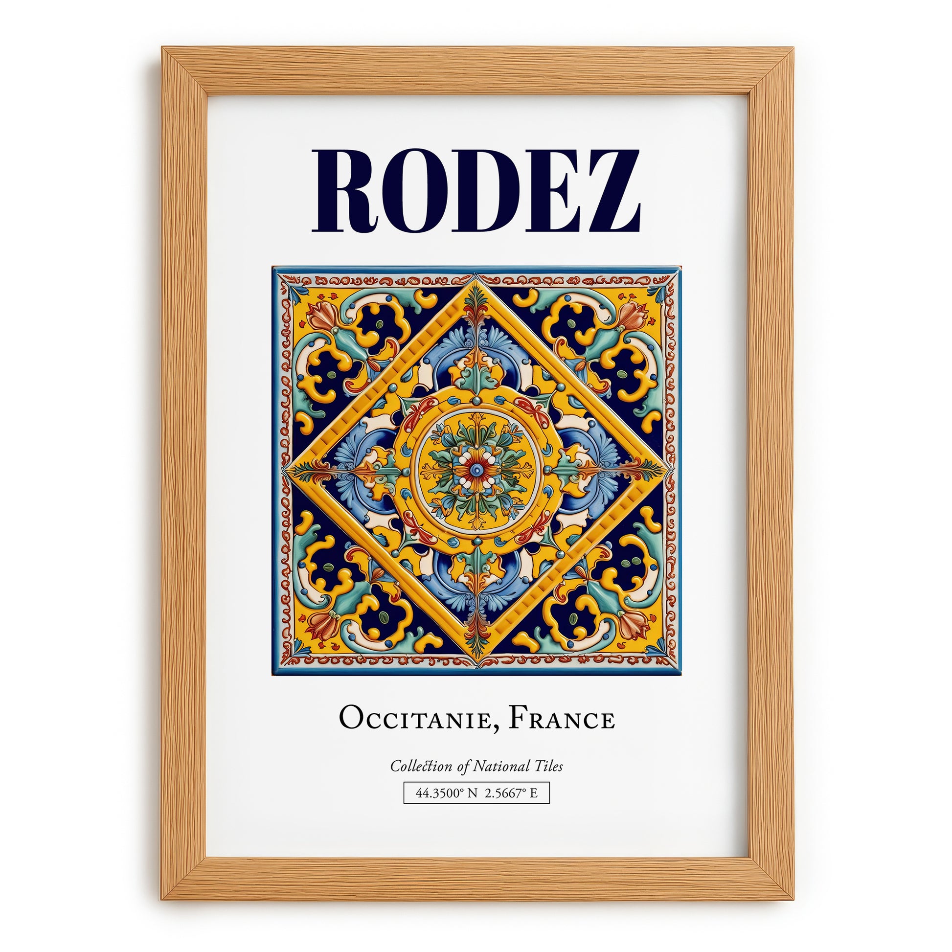 Rodez, France – Travel Print, set in oak frame