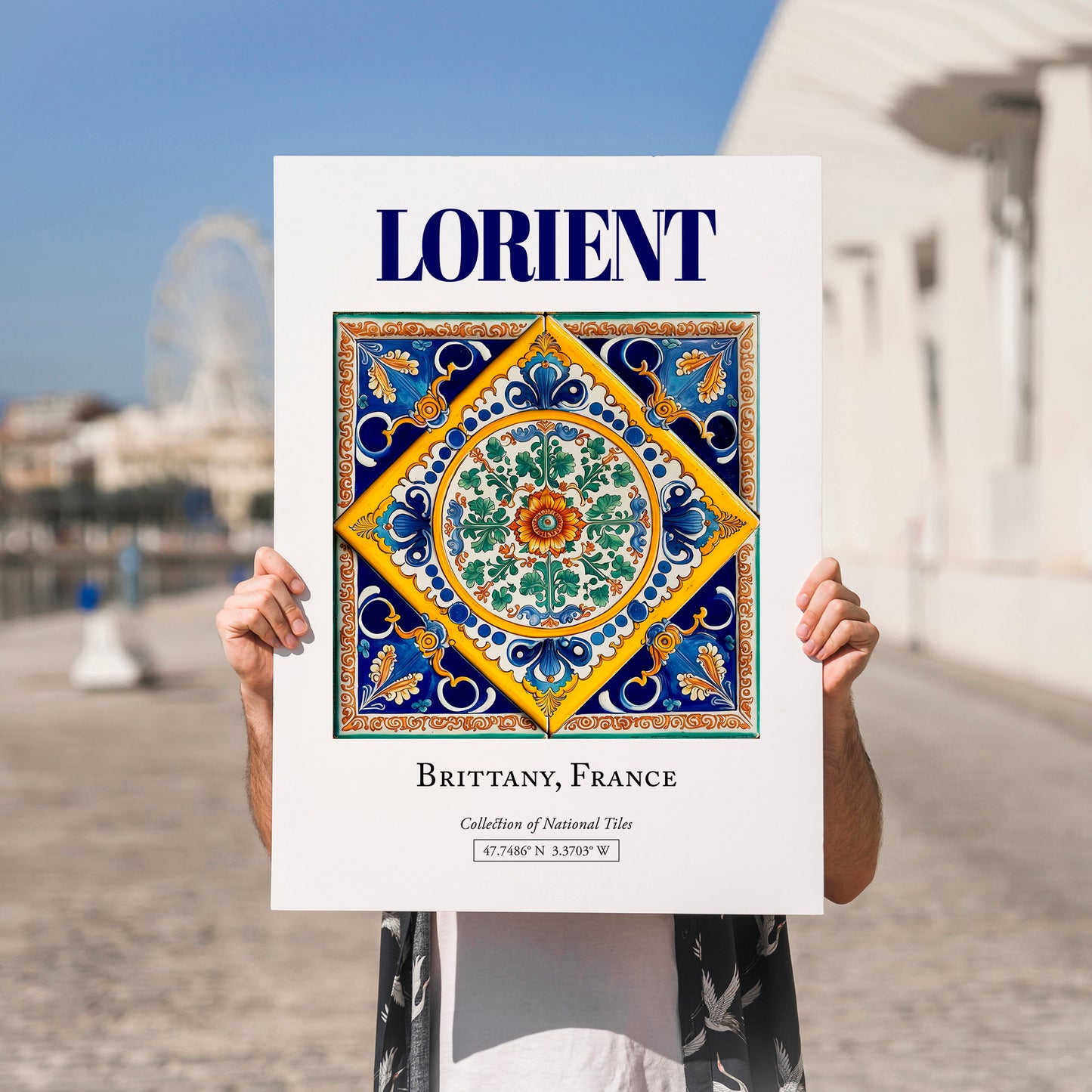 Lorient, France – Travel Print, no-text version framed in wood