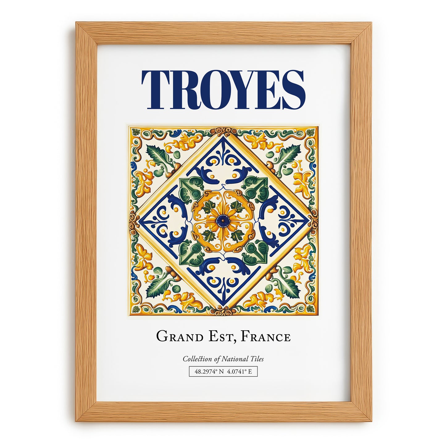 Troyes, France – Travel Print, set in oak frame