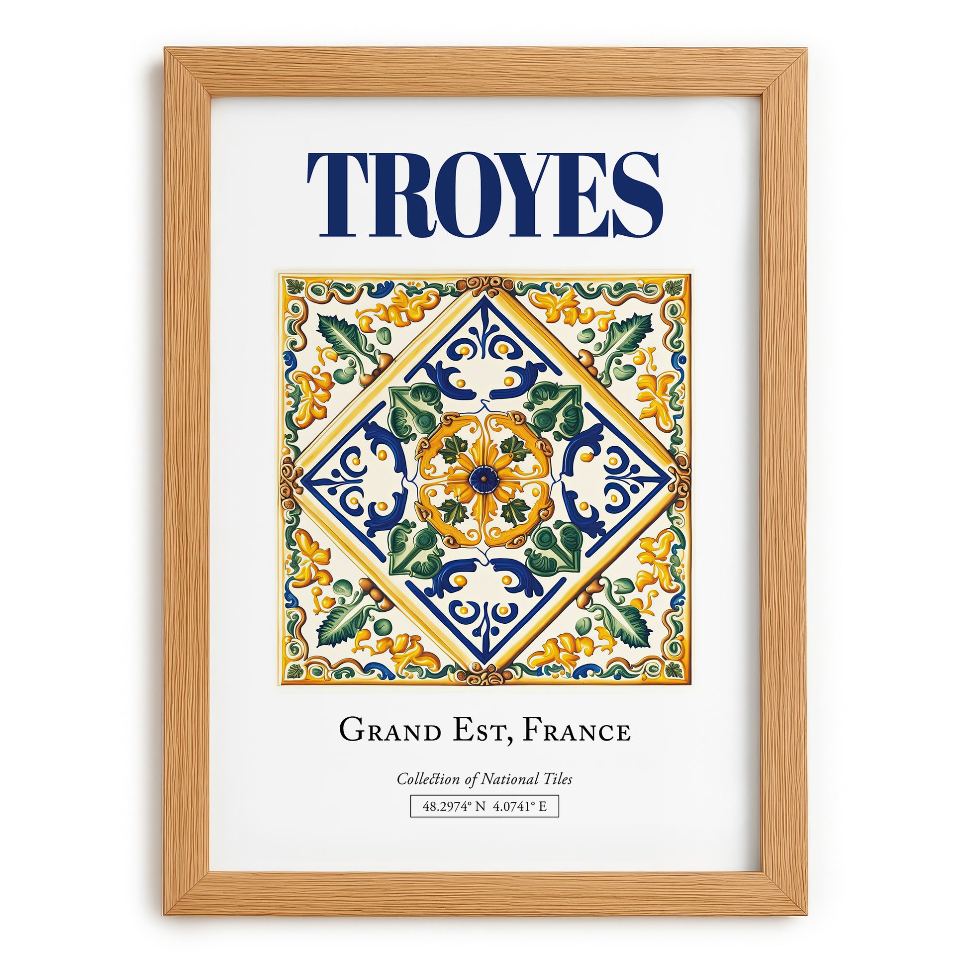 Troyes, France – Travel Print, set in oak frame