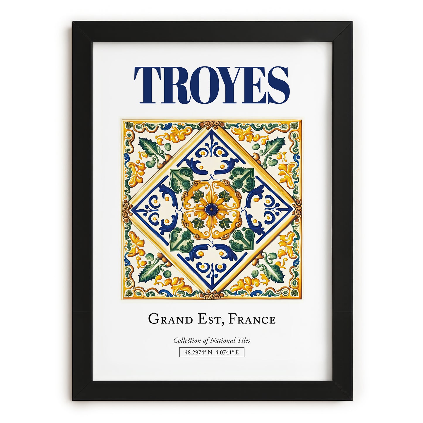Troyes, France – Travel Print, in sleek black frame