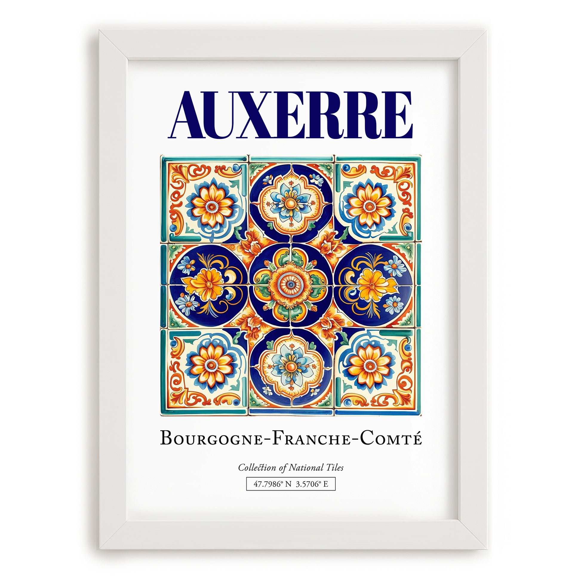 Auxerre, France – Travel Memories Wall Print, placed in minimal white frame