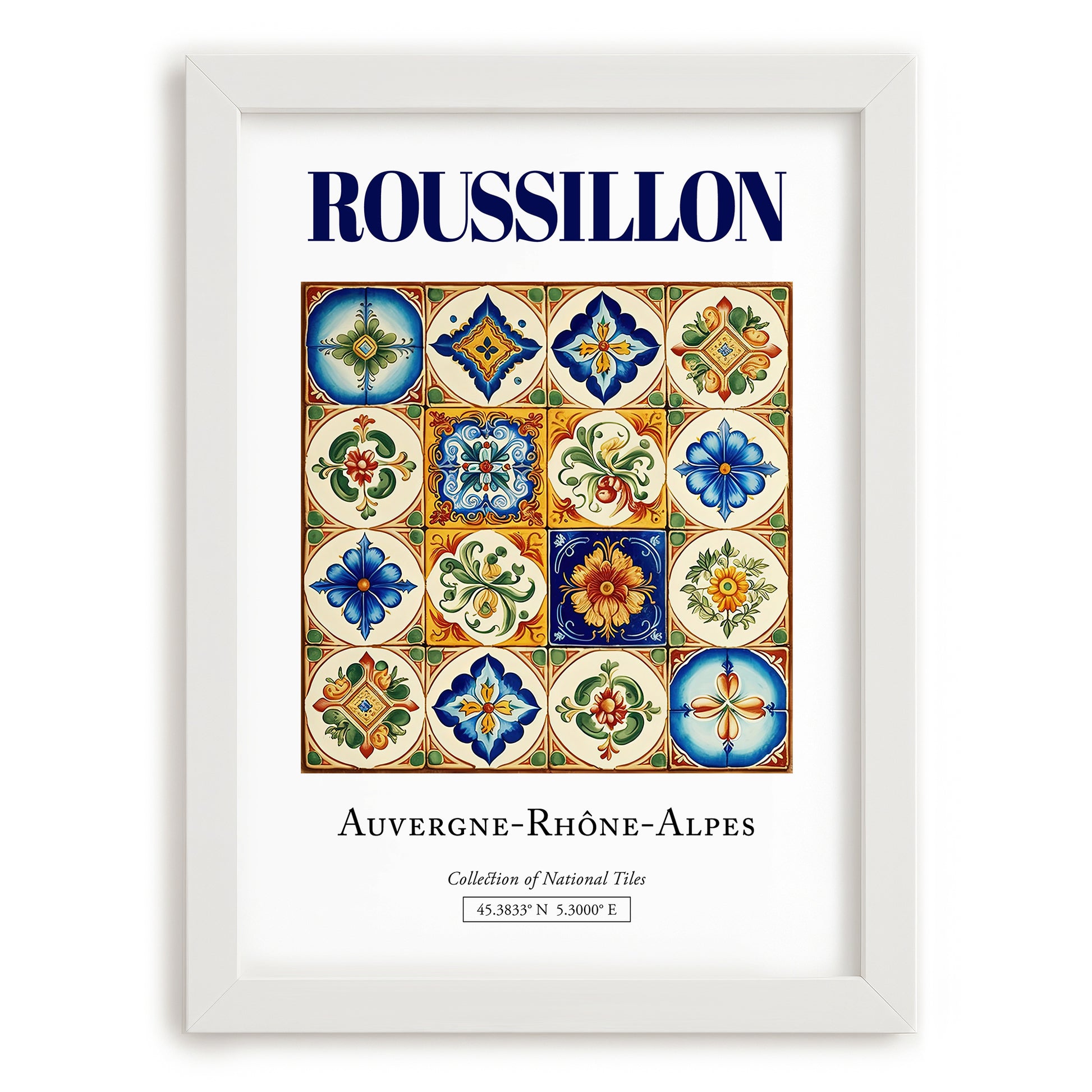 Roussillon, France – Travel Poster, placed in minimal white frame