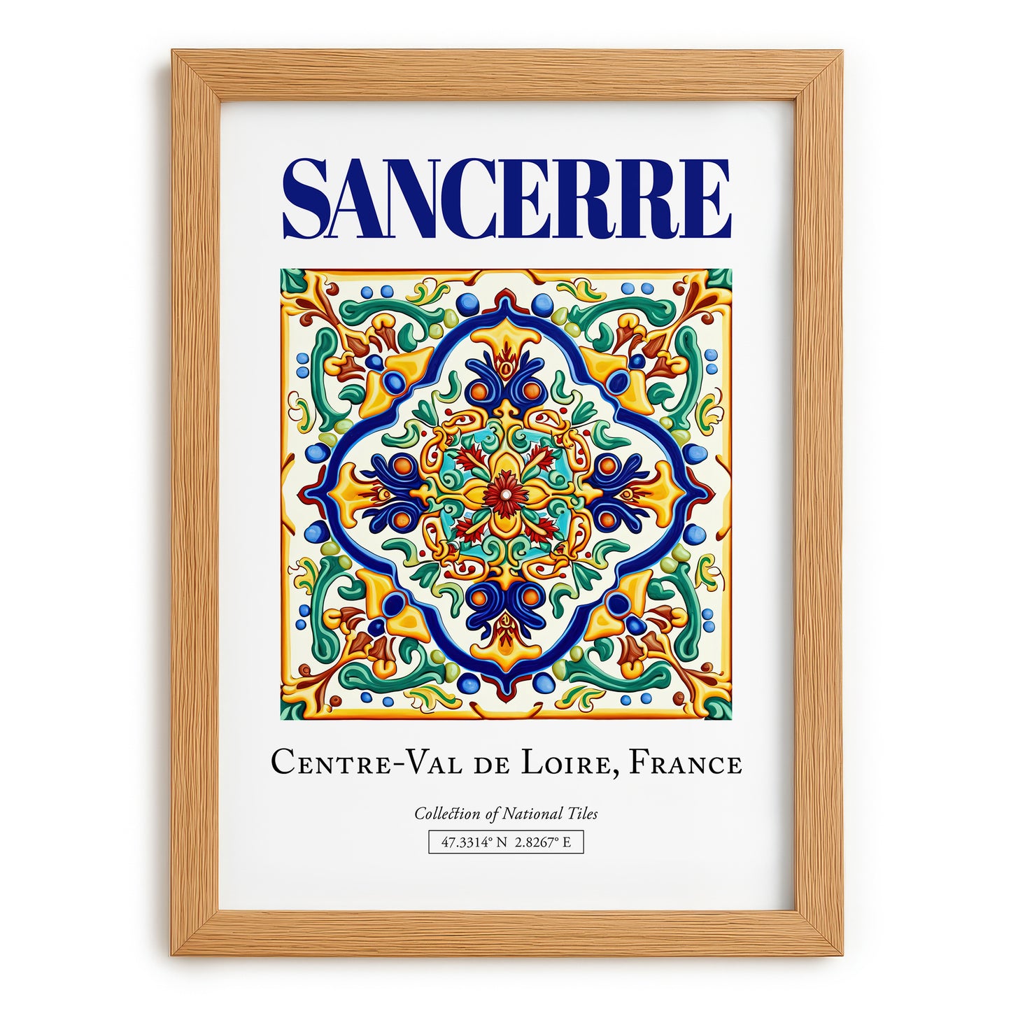 Sancerre, France – Travel Print, set in oak frame