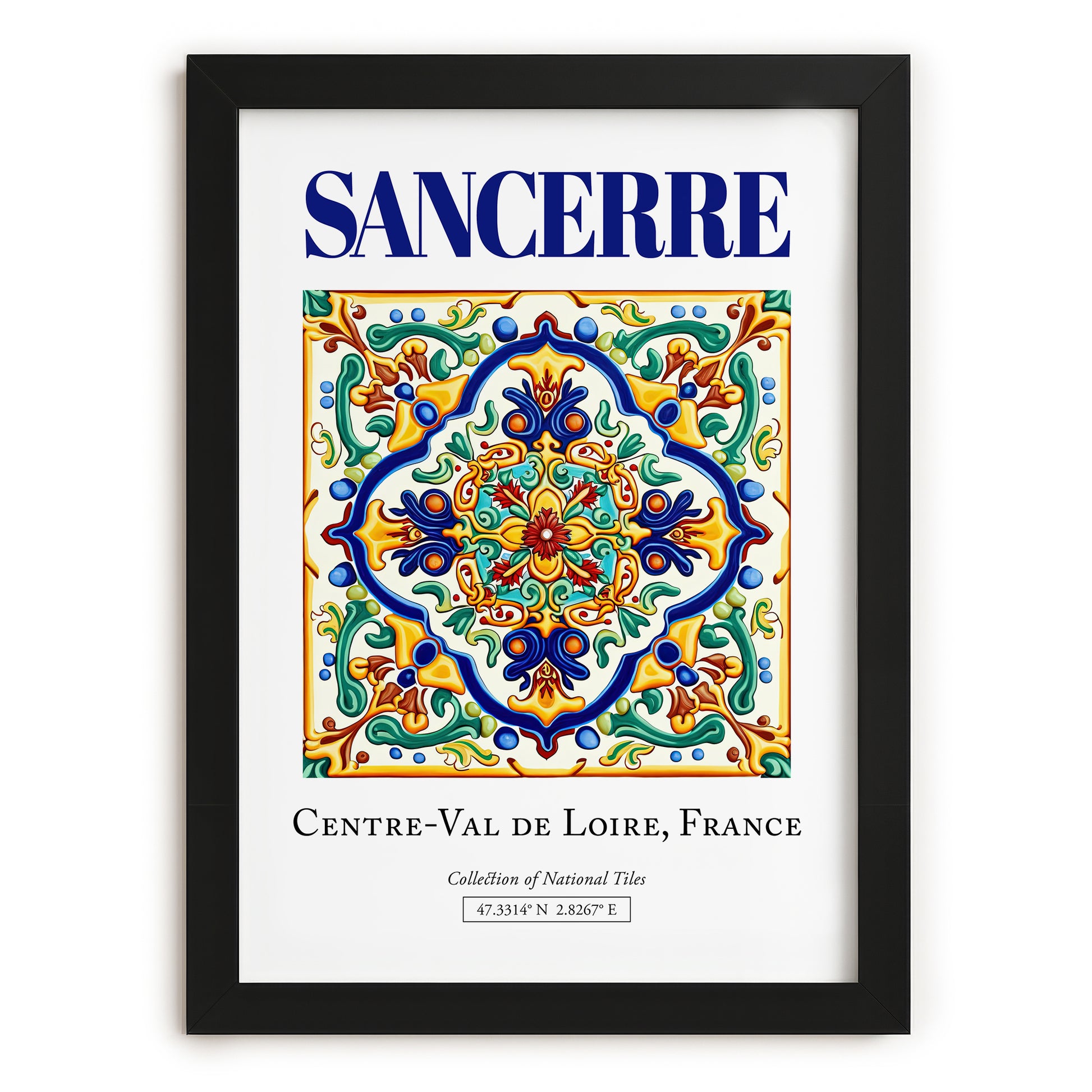 Sancerre, France – Travel Print, in sleek black frame