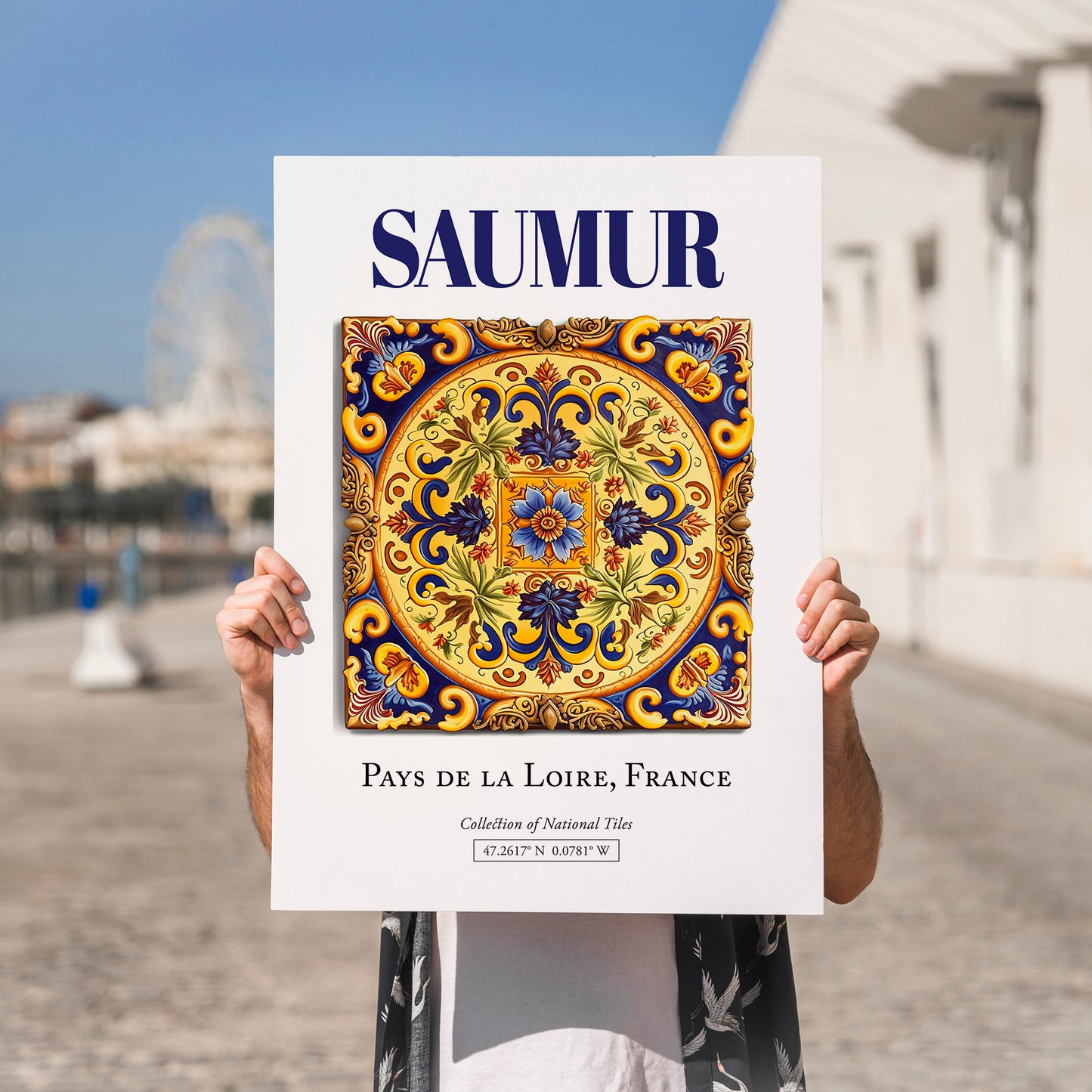 Saumur, France – Travel Wall Decor, no-text version framed in wood