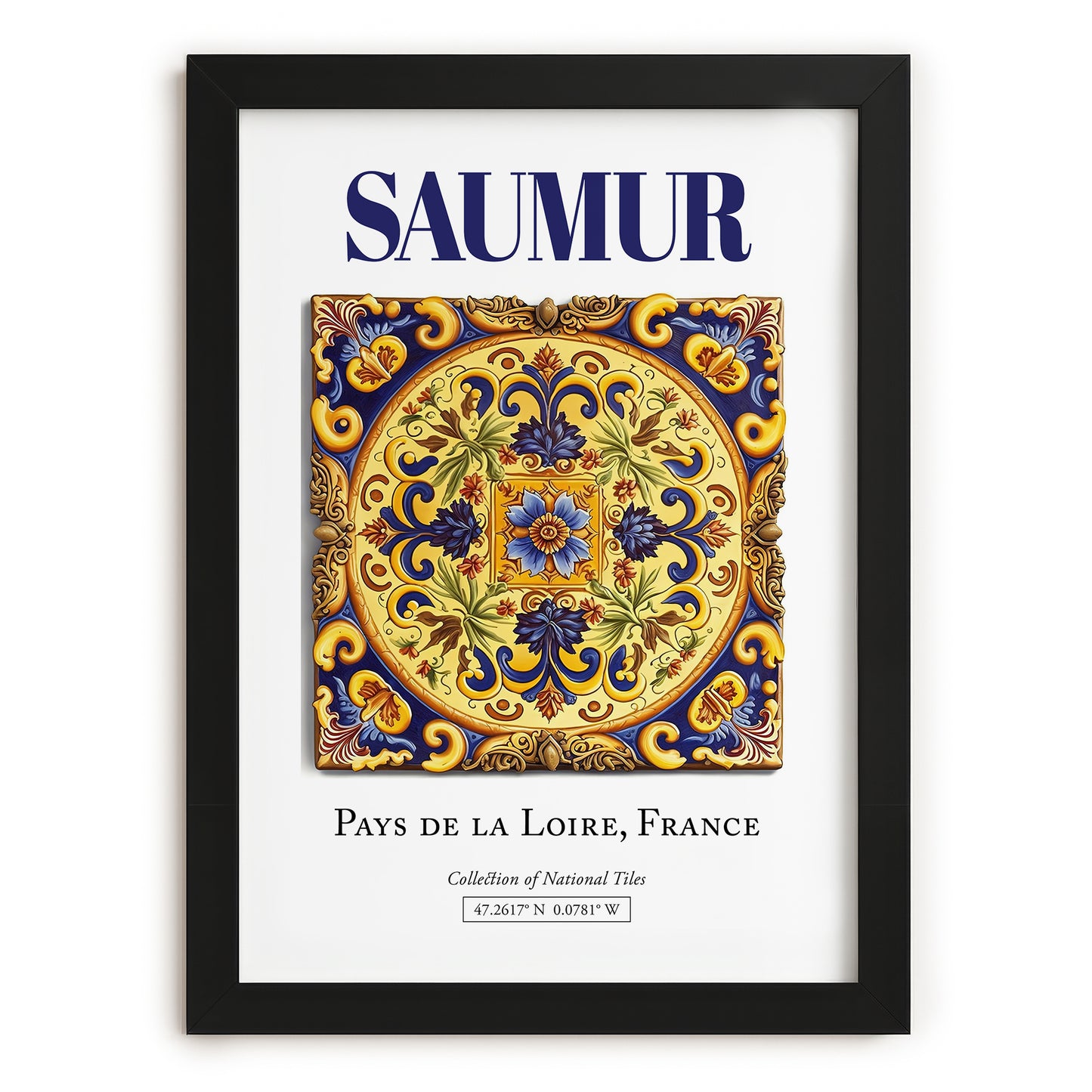 Saumur, France – Travel Wall Decor, in sleek black frame