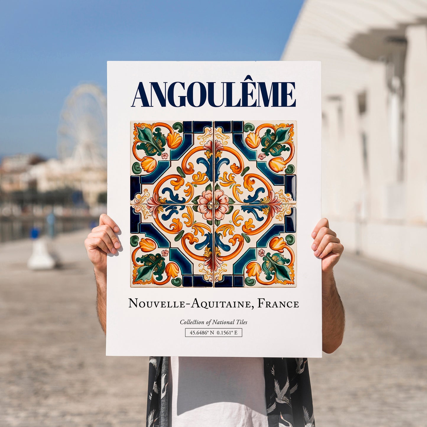 Angoulême, France – Travel Print, no-text version framed in wood