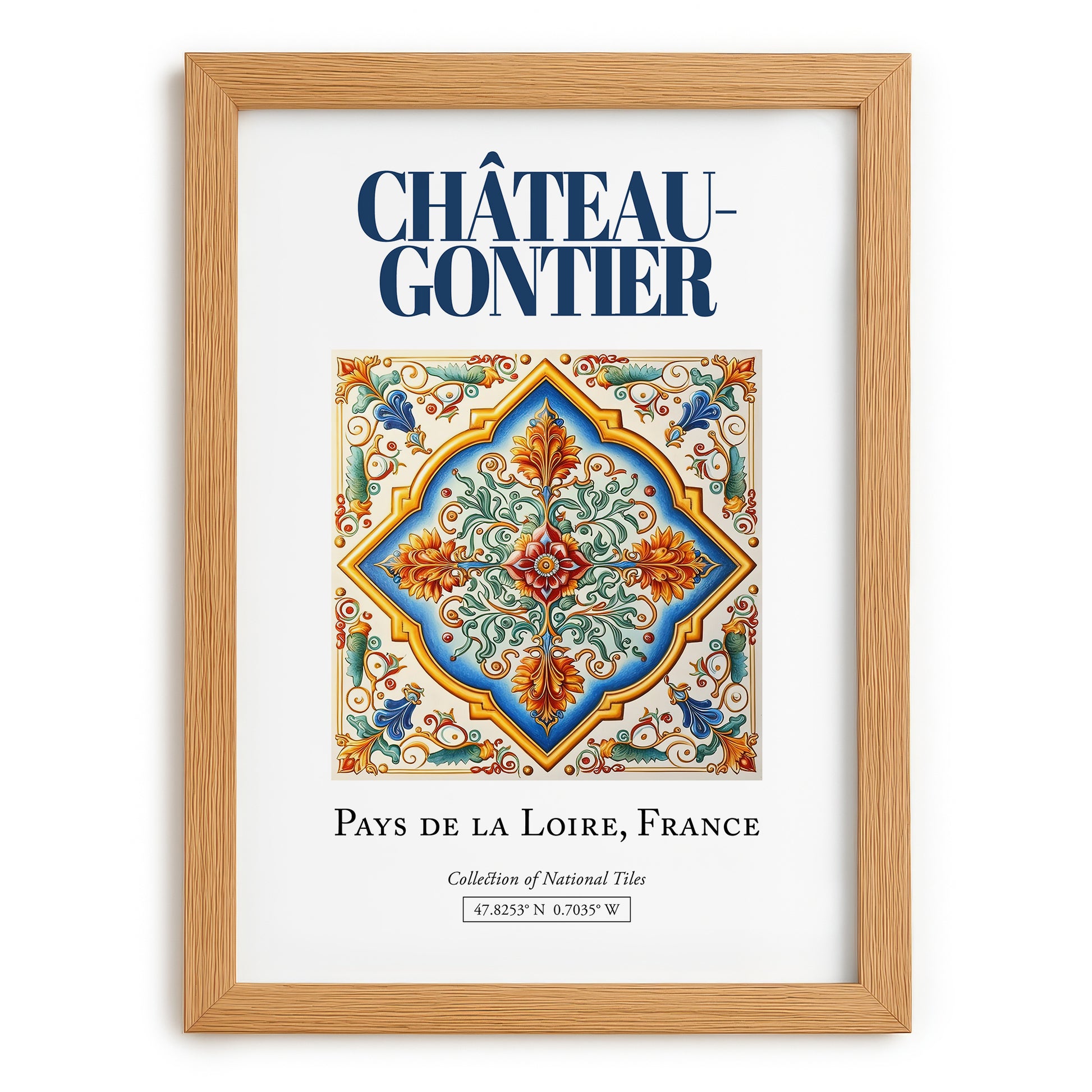 Château-Gontier, France – Travel Wall Decor, set in oak frame