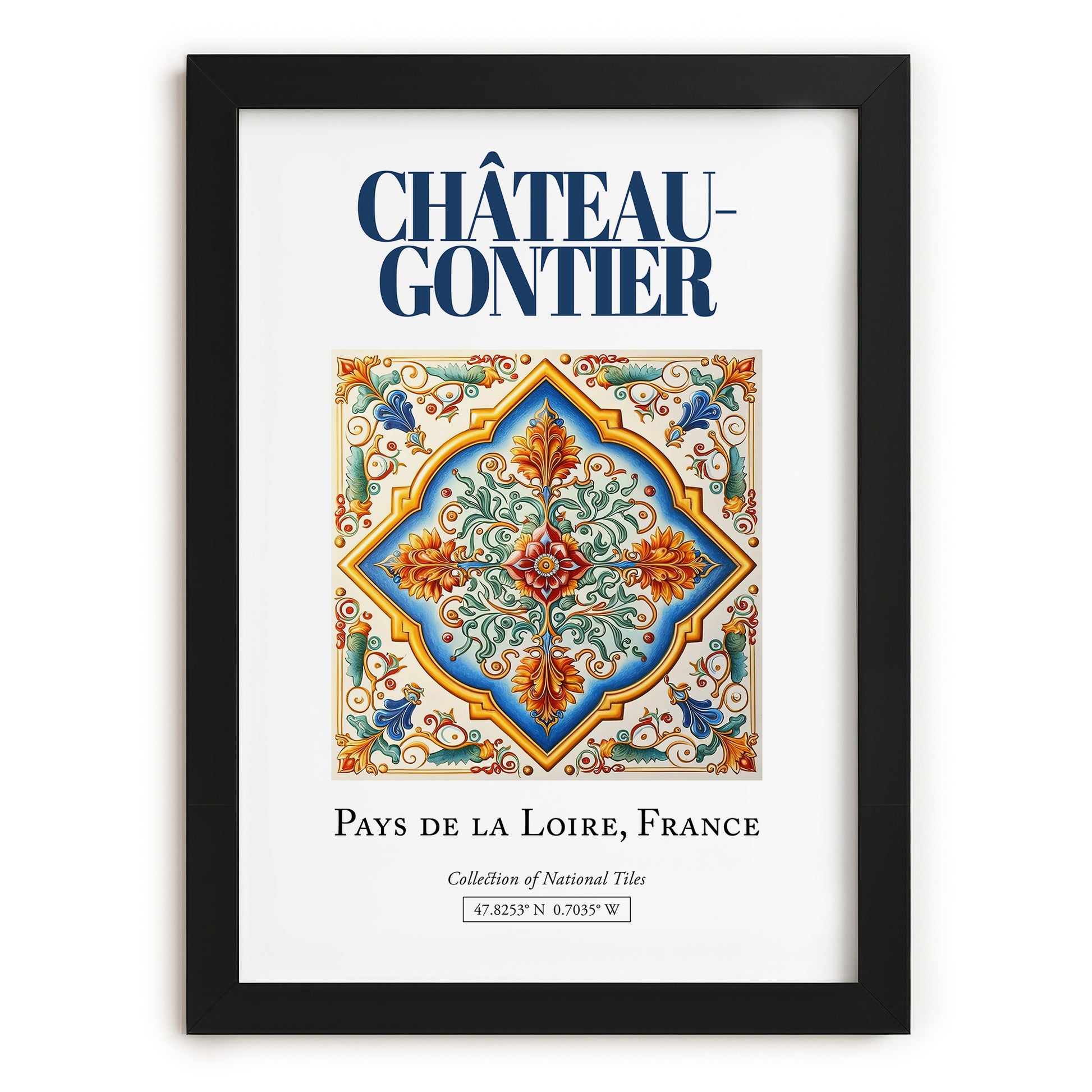 Château-Gontier, France – Travel Wall Decor, in sleek black frame