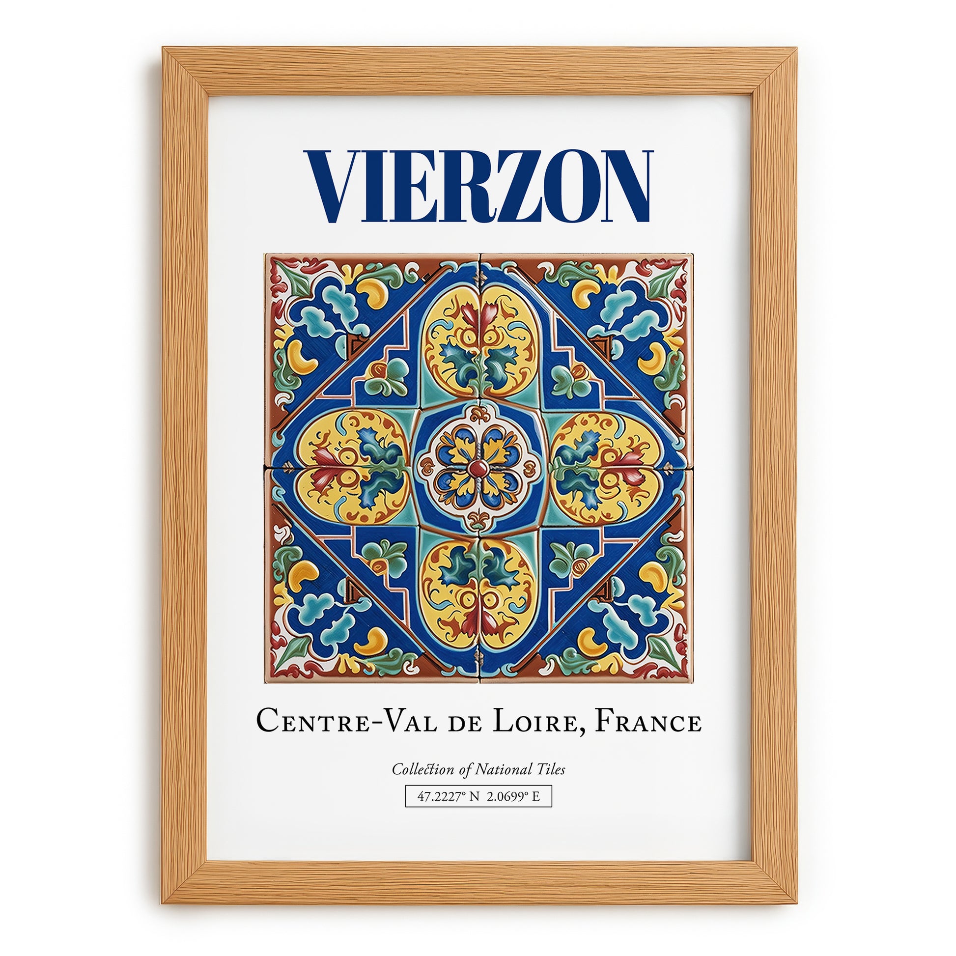 Vierzon, France – Travel Print, set in oak frame