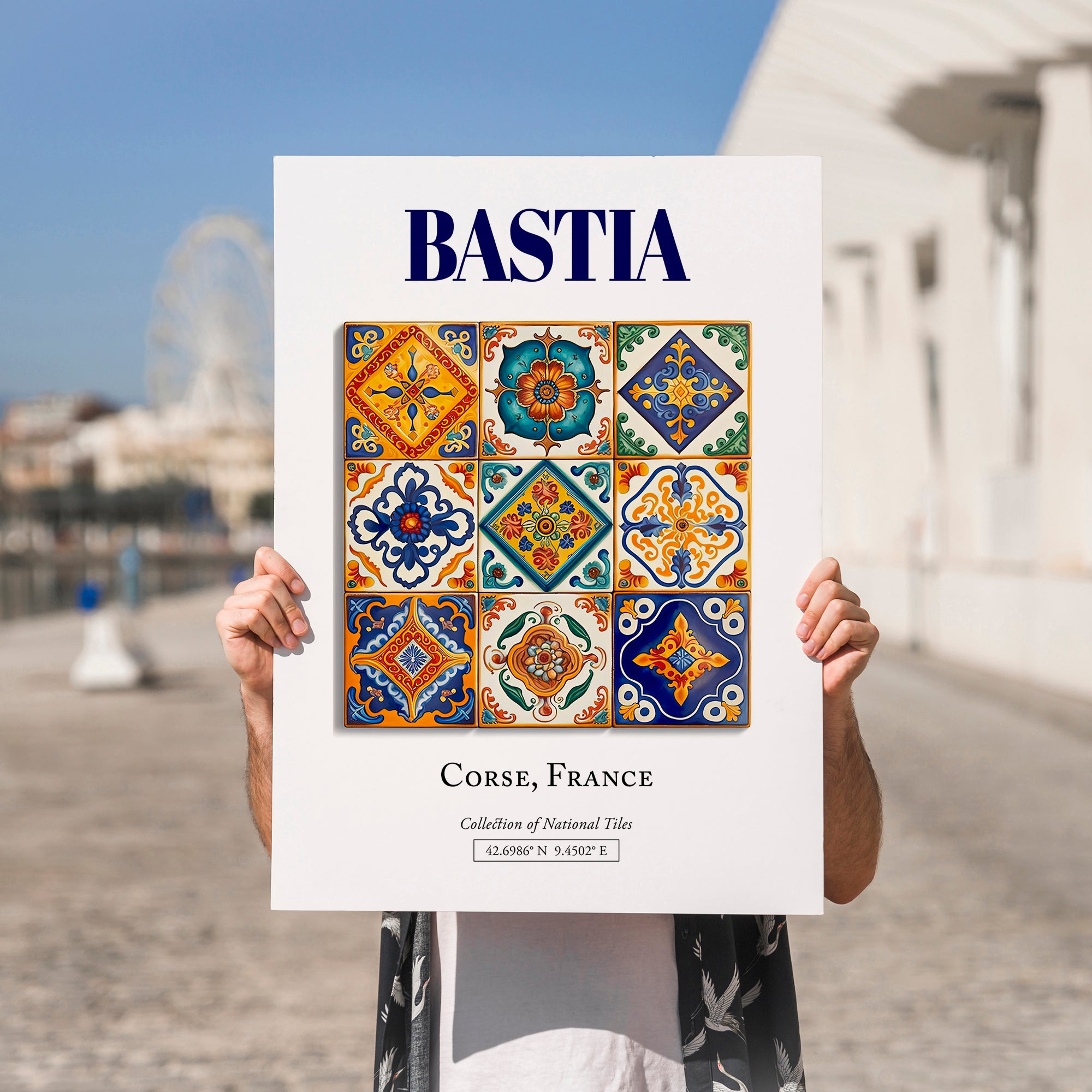Bastia, France – Travel Print, no-text version framed in wood