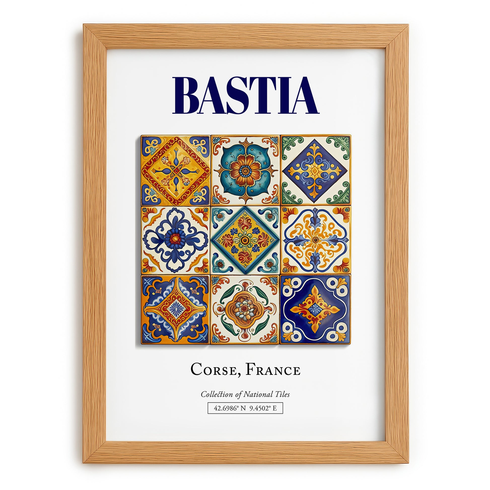 Bastia, France – Travel Print, set in oak frame