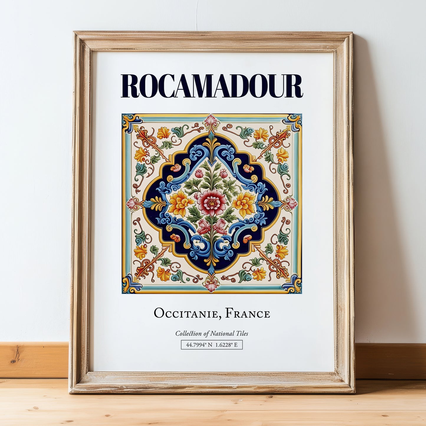 Rocamadour, France – World Travel Art, in wooden frame leaning on the floor