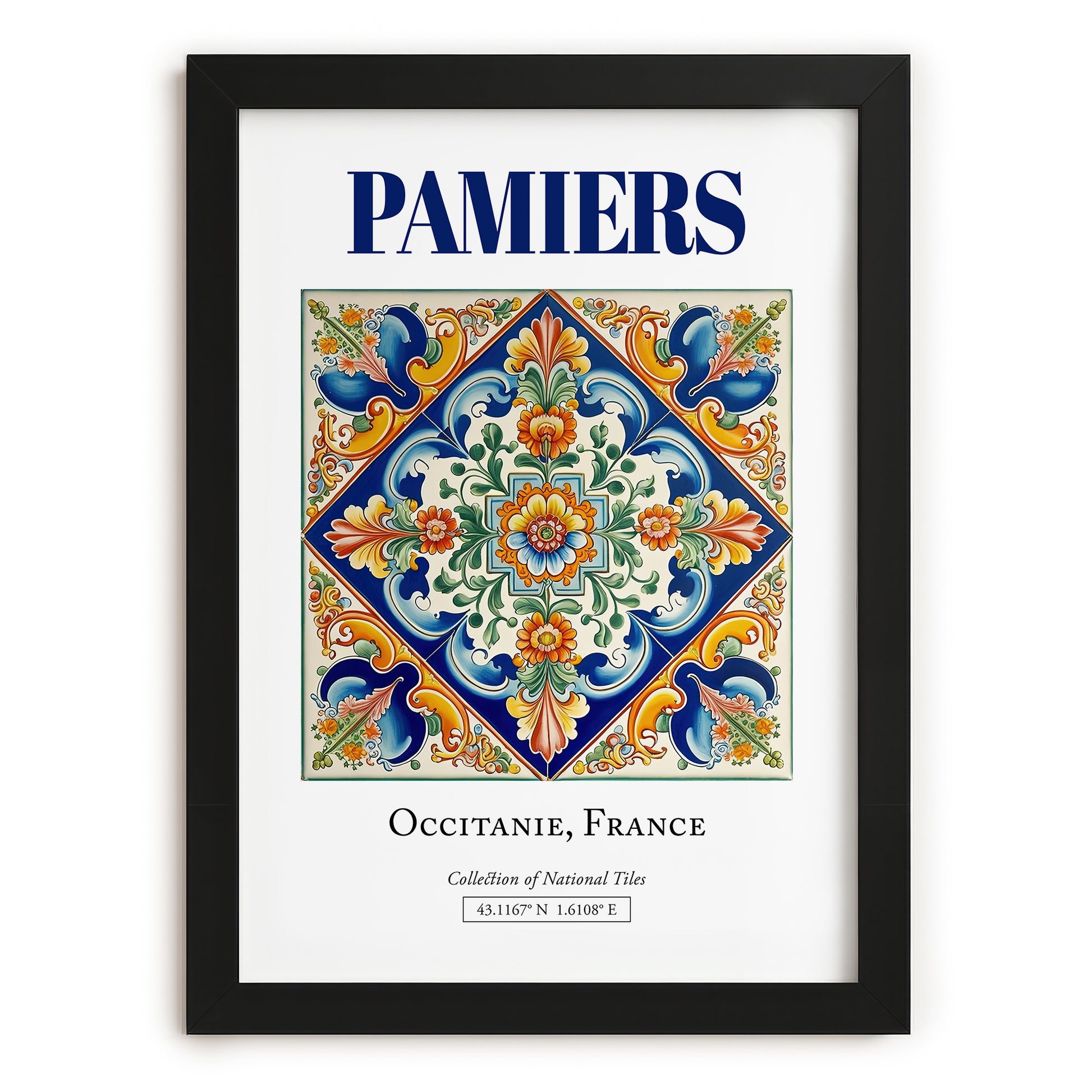 Pamiers, France – Travel Wall Decor, in sleek black frame