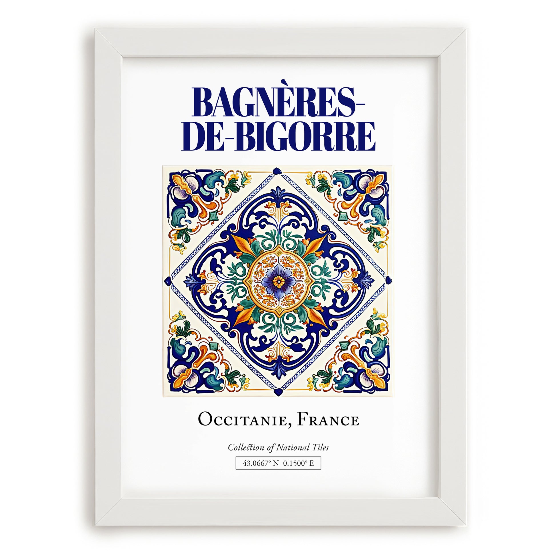 Bagnères-de-Bigorre, France – Travel Wall Decor, placed in minimal white frame