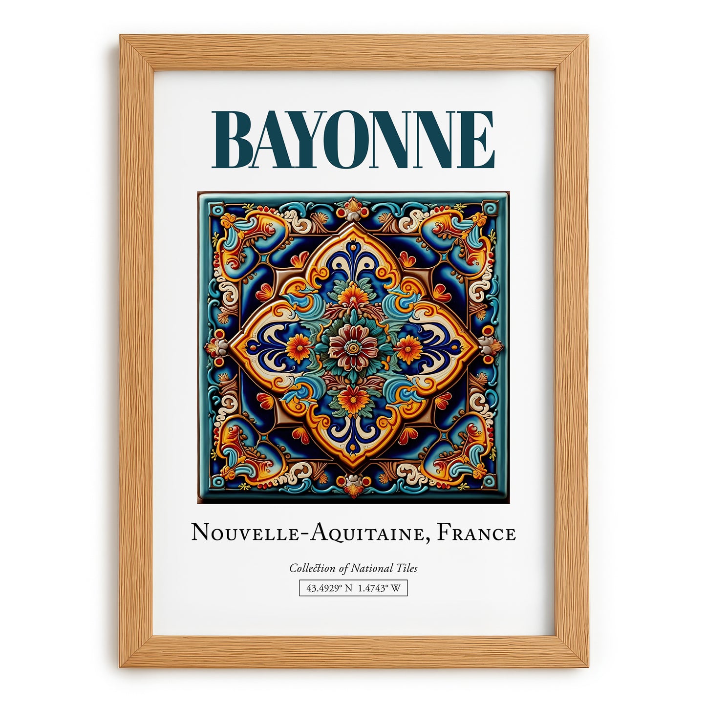 Bayonne, France – Travel Print, set in oak frame