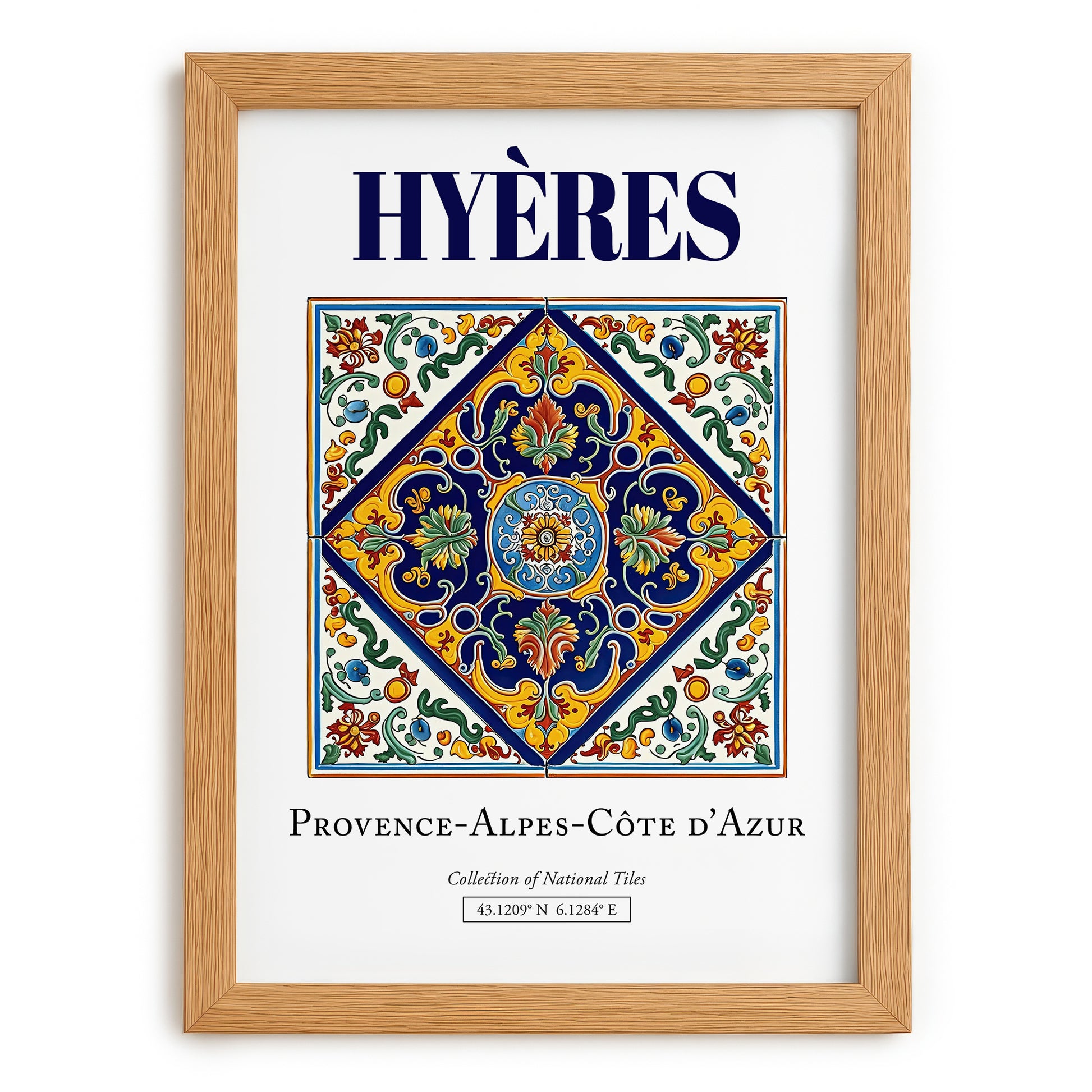 Hyères, France – Country Culture Poster, set in oak frame