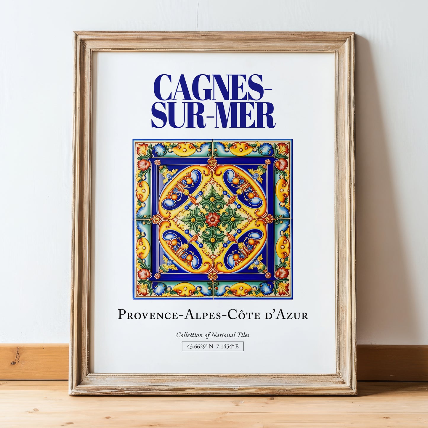 Cagnes-sur-Mer, France – Travel Print, in wooden frame leaning on the floor