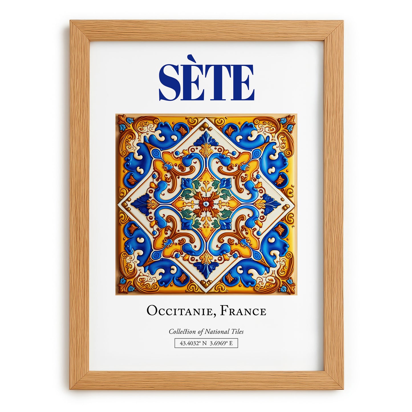 Sète, France – Travel Wall Art, set in oak frame