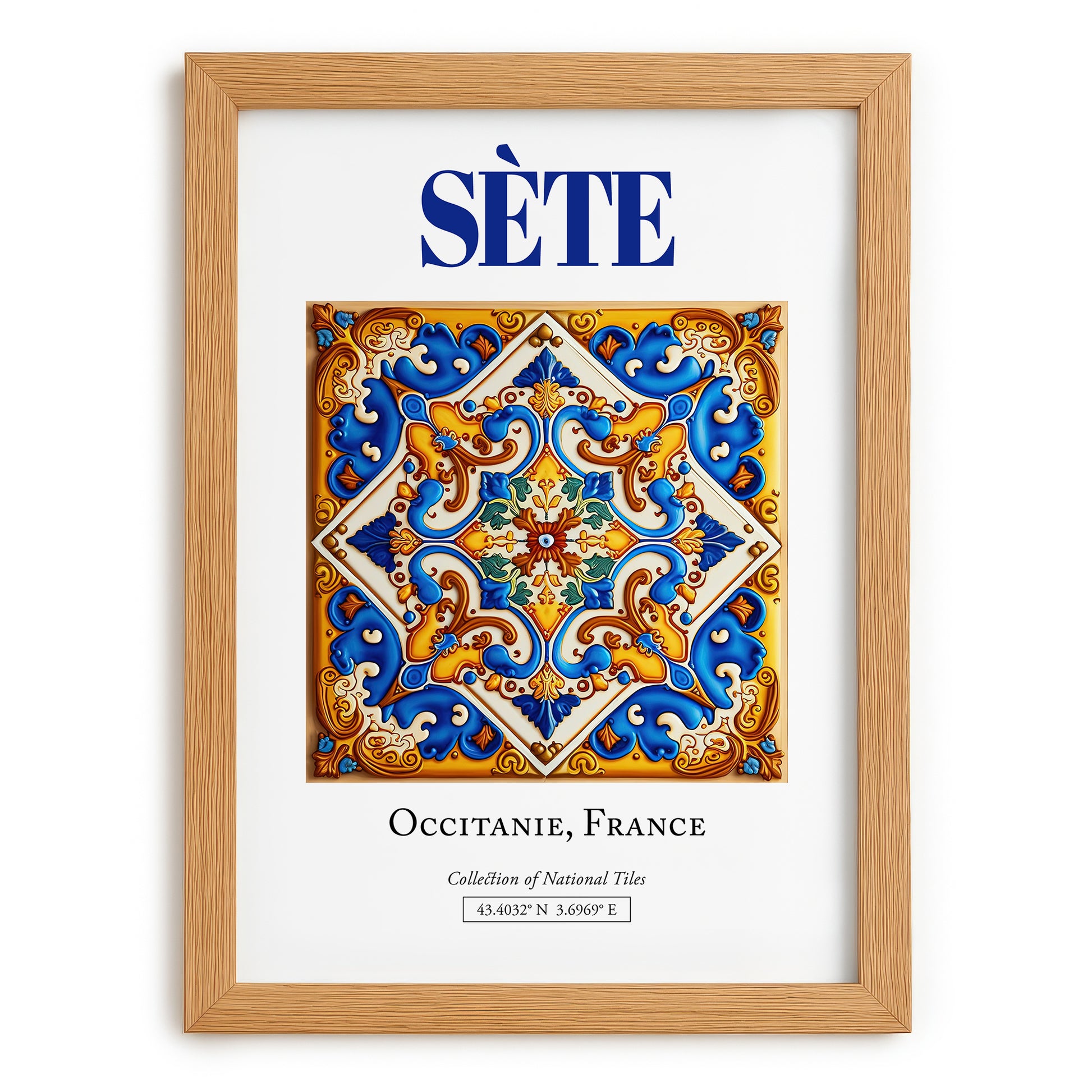 Sète, France – Travel Wall Art, set in oak frame