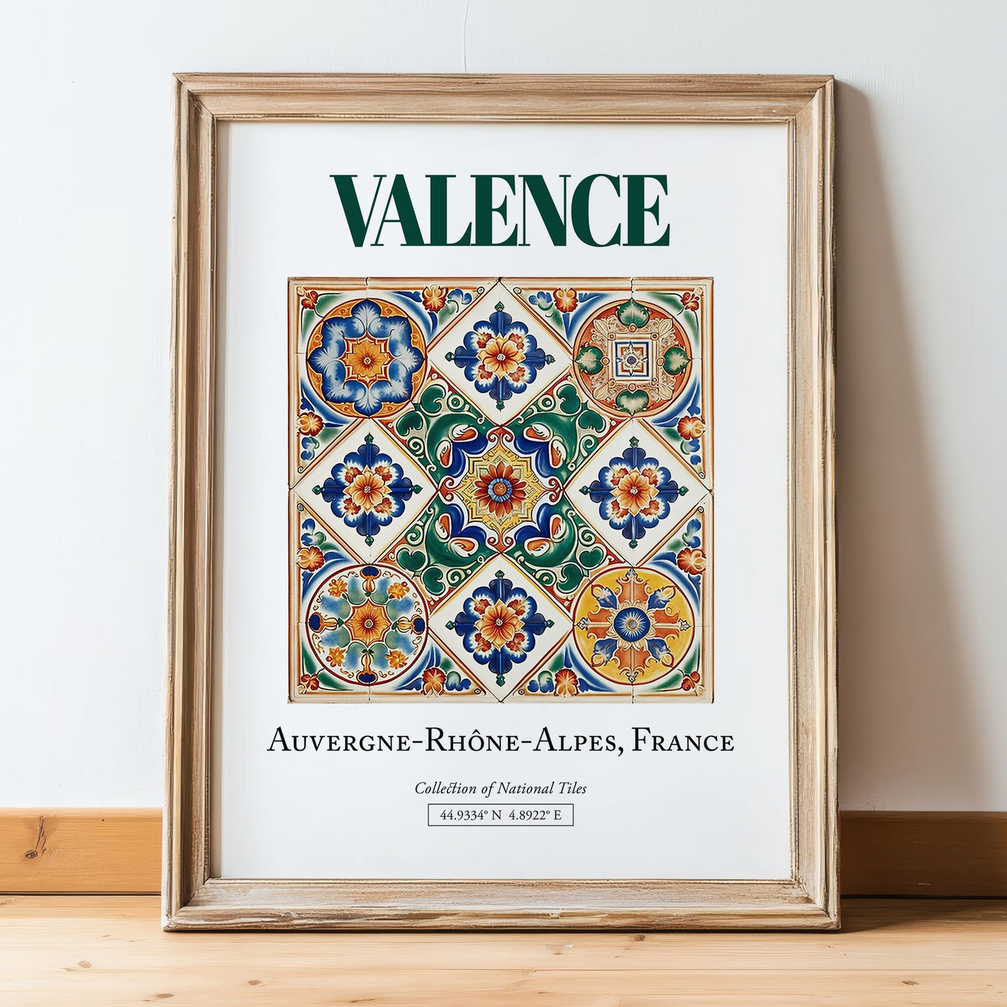 Valence, France – Global Wall Art, in wooden frame leaning on the floor