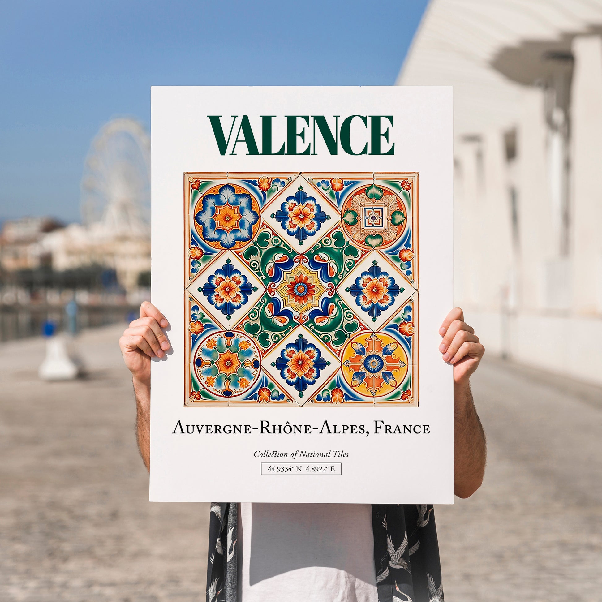 Valence, France – Global Wall Art, no-text version framed in wood
