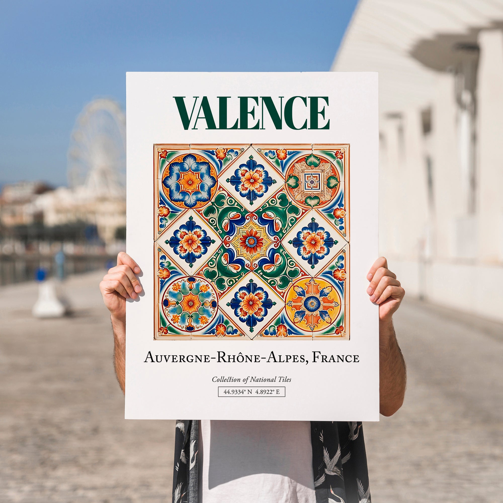 Valence, France – Global Wall Art, no-text version framed in wood