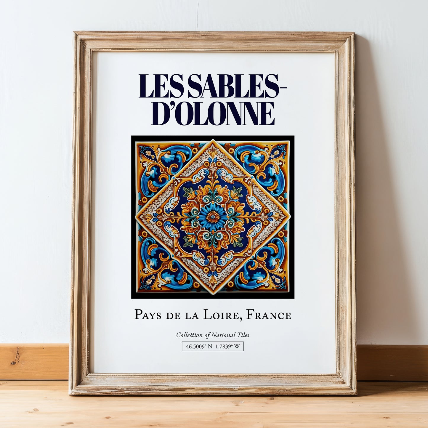 Les Sables-d'Olonne, France – Cultural Heritage Wall Art, in wooden frame leaning on the floor