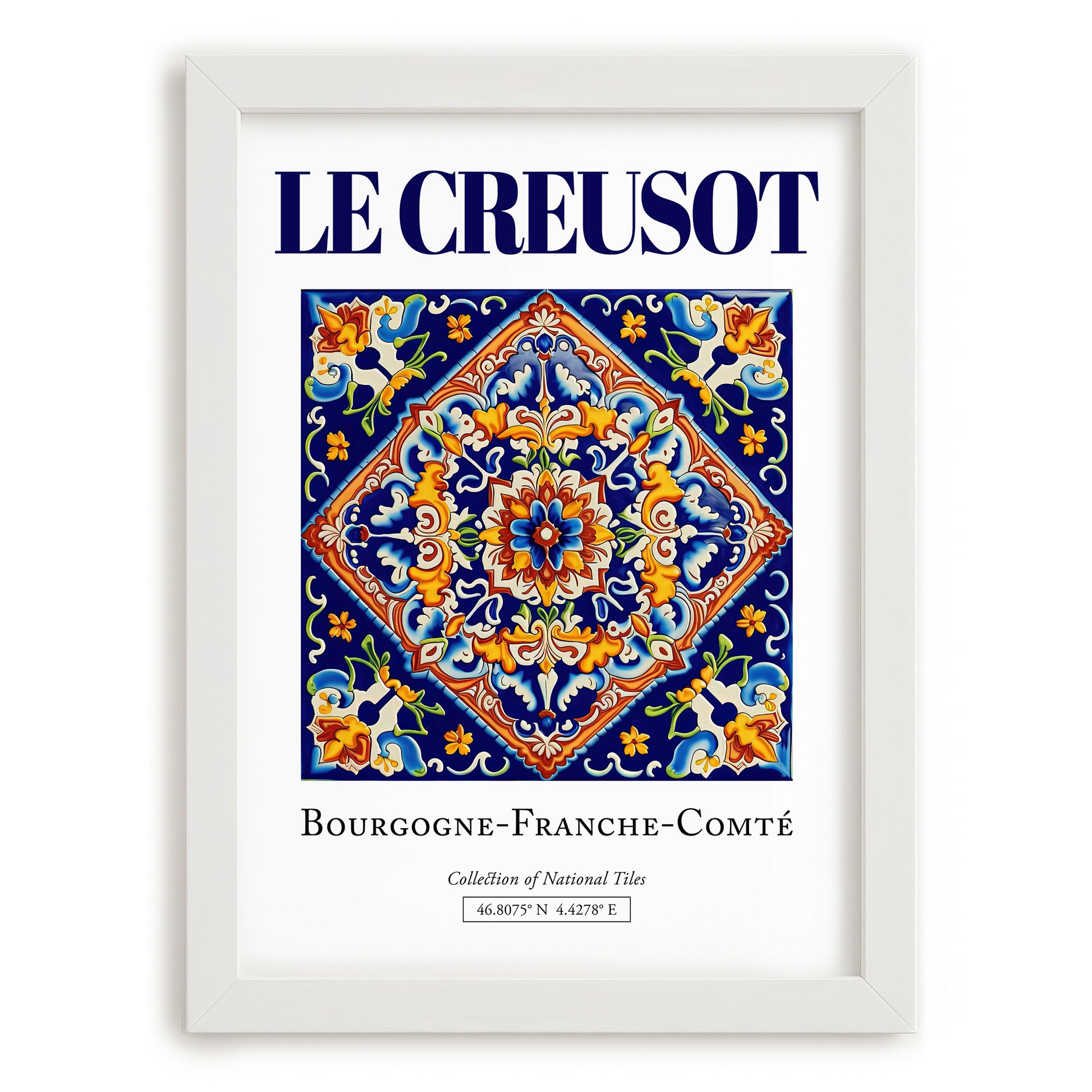 Le Creusot, France – Travel Poster, placed in minimal white frame