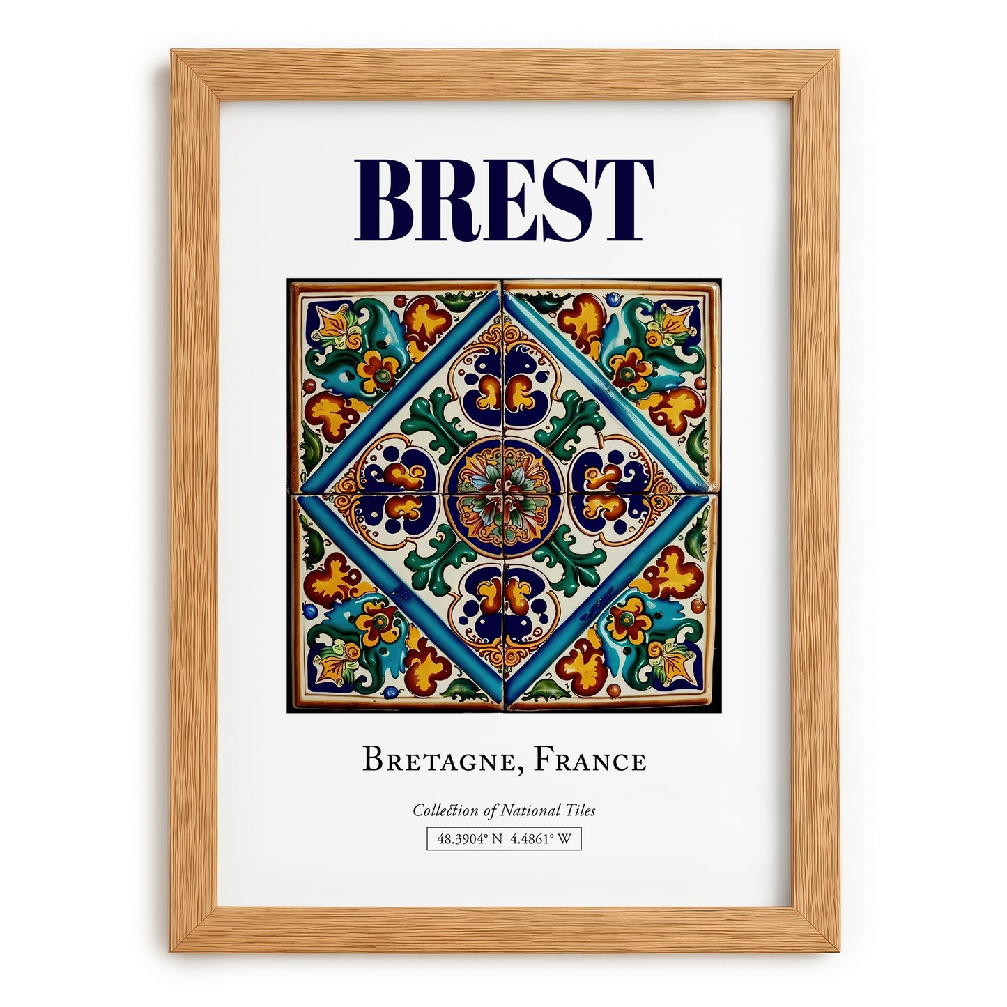 Brest, France – Travel Print, set in oak frame