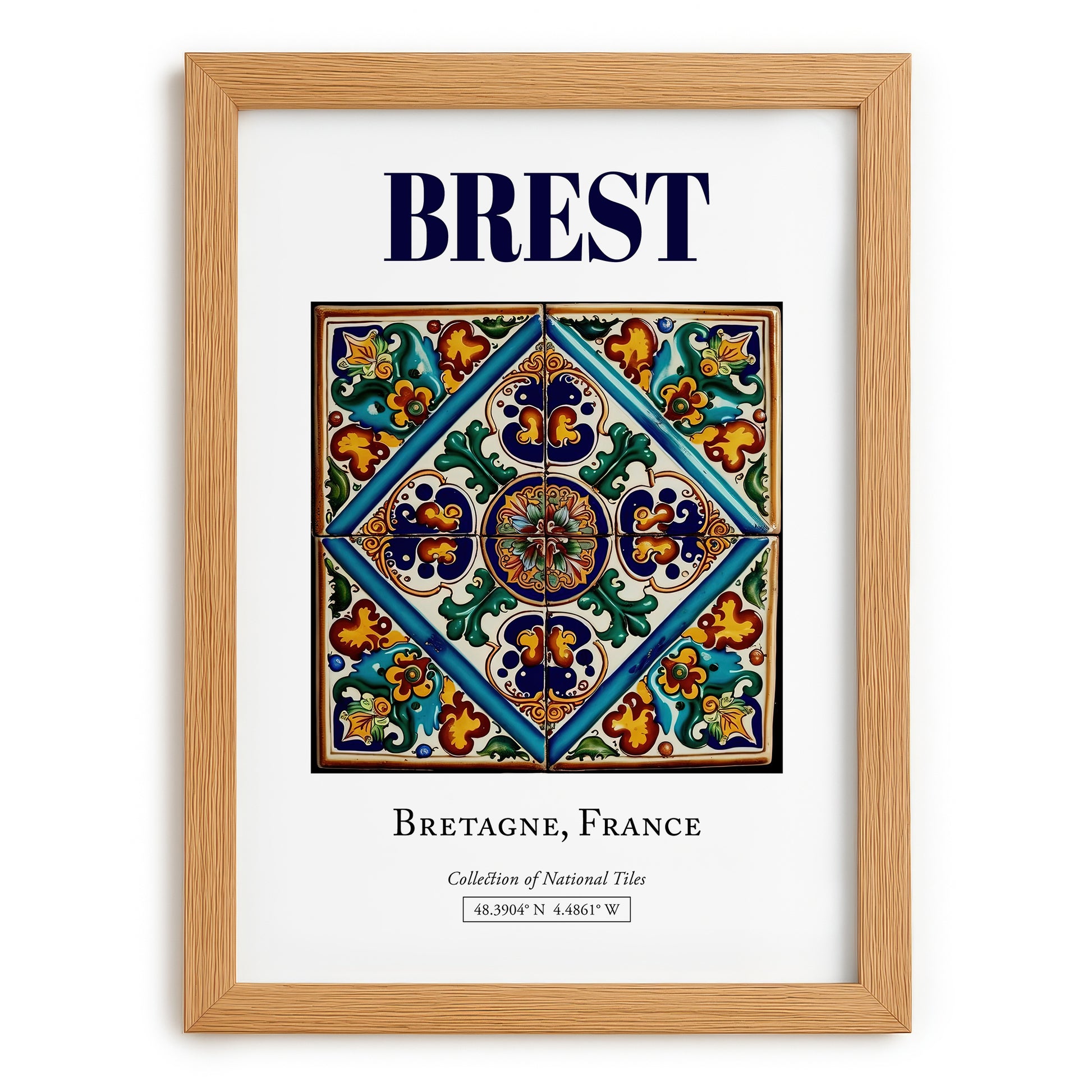 Brest, France – Travel Print, set in oak frame