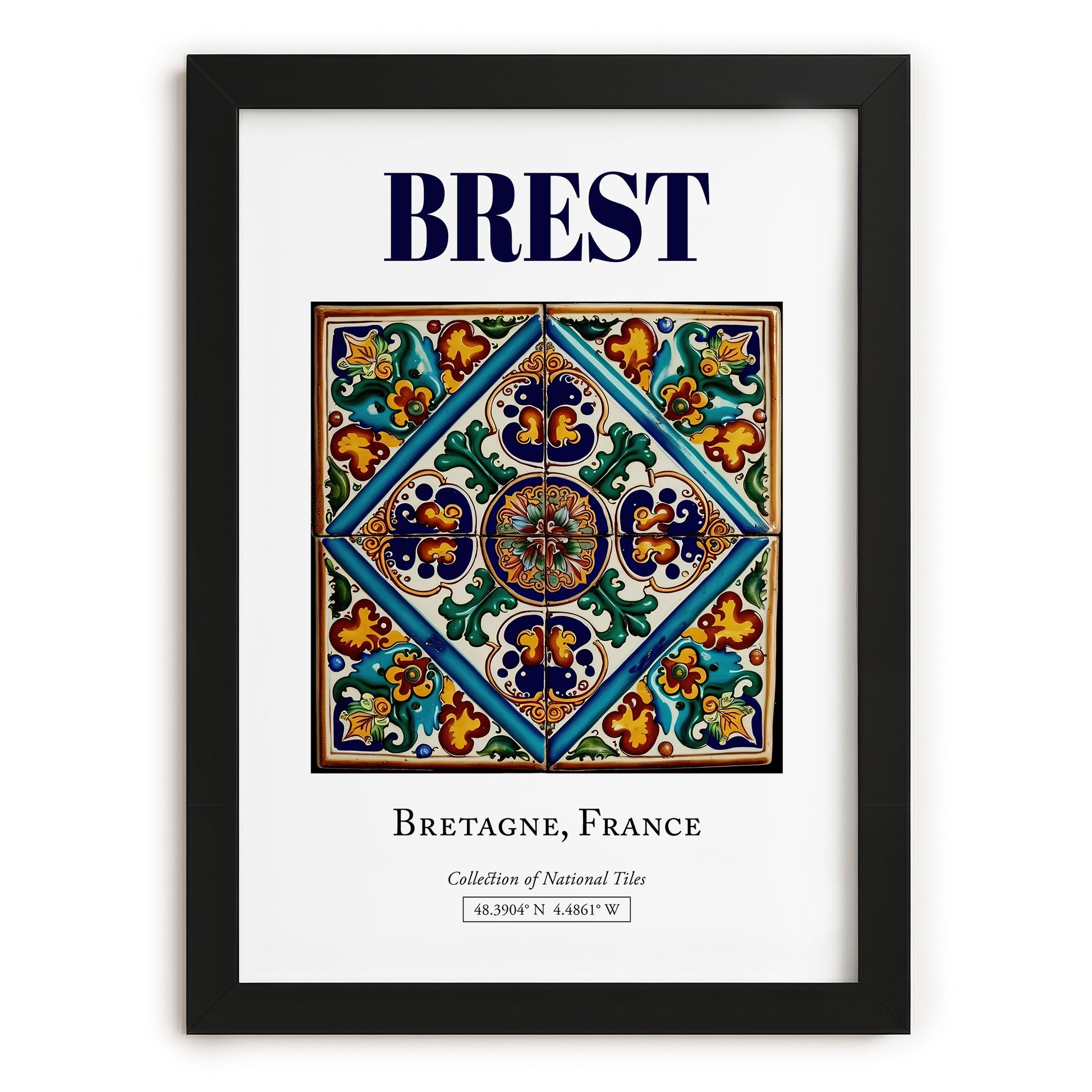 Brest, France – Travel Print, in sleek black frame